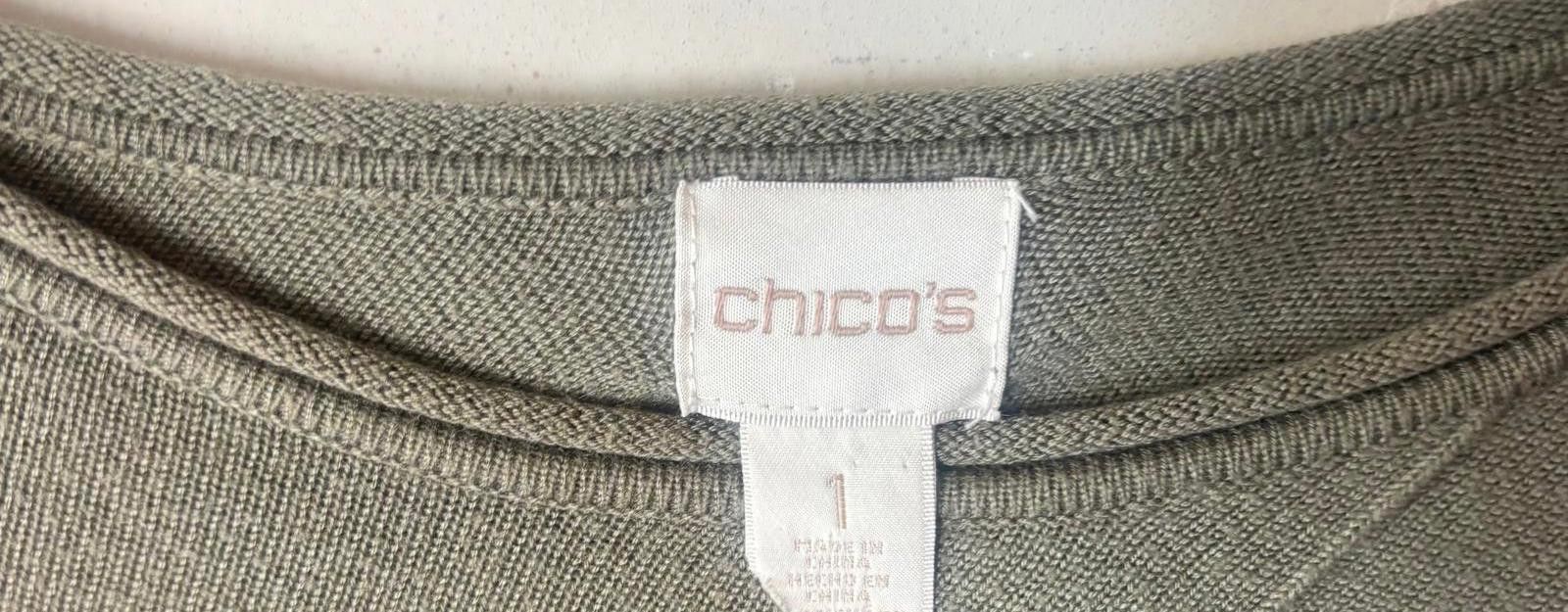 Chicos Chico Olive Green Women's Crew Neck Sweater Size XS / US 0-2 / IT 36-38 - 6 Thumbnail