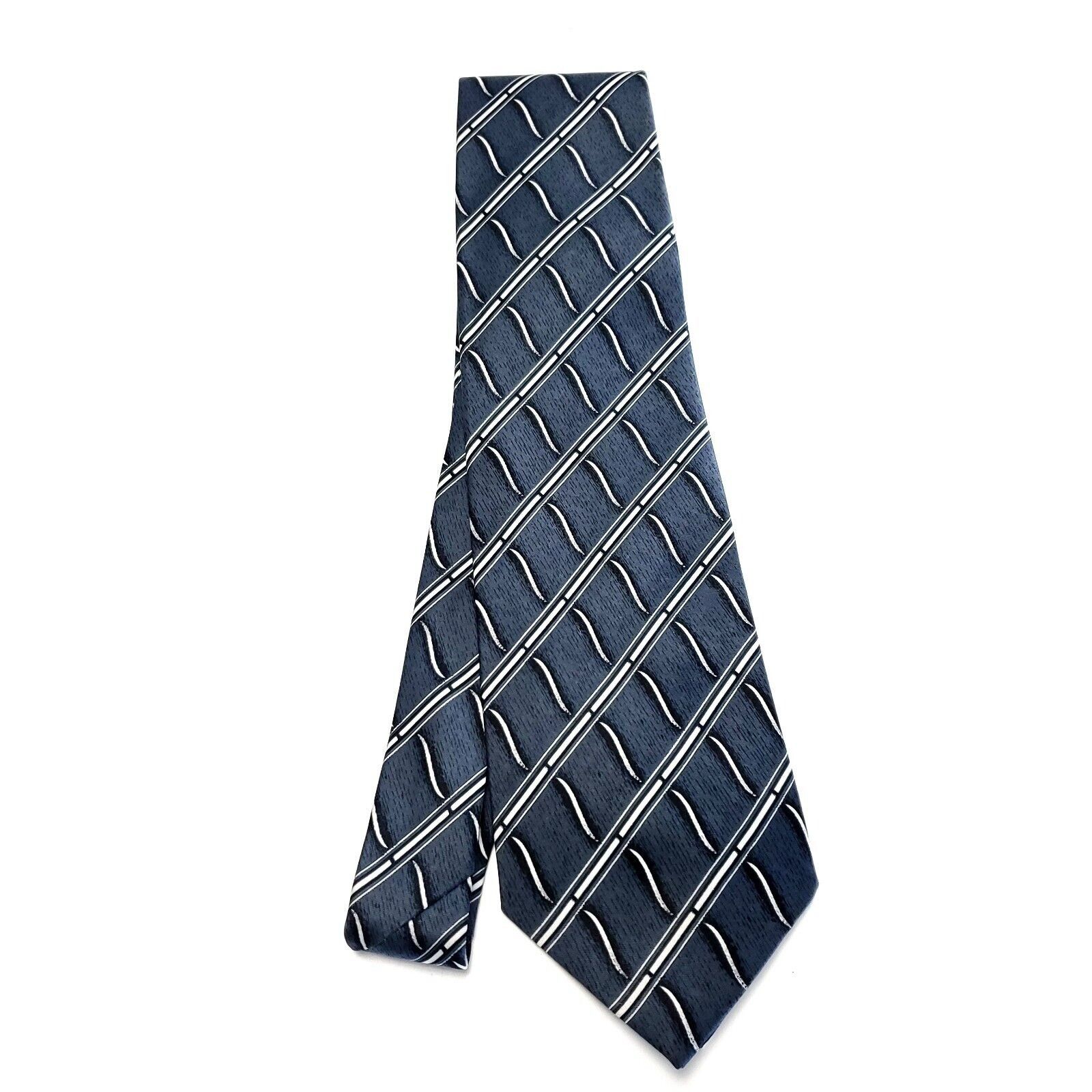 Vintage Sheng Kai Blue Gray Silk Tie Woven Geometric Striped Size ONE SIZE - 5 Thumbnail