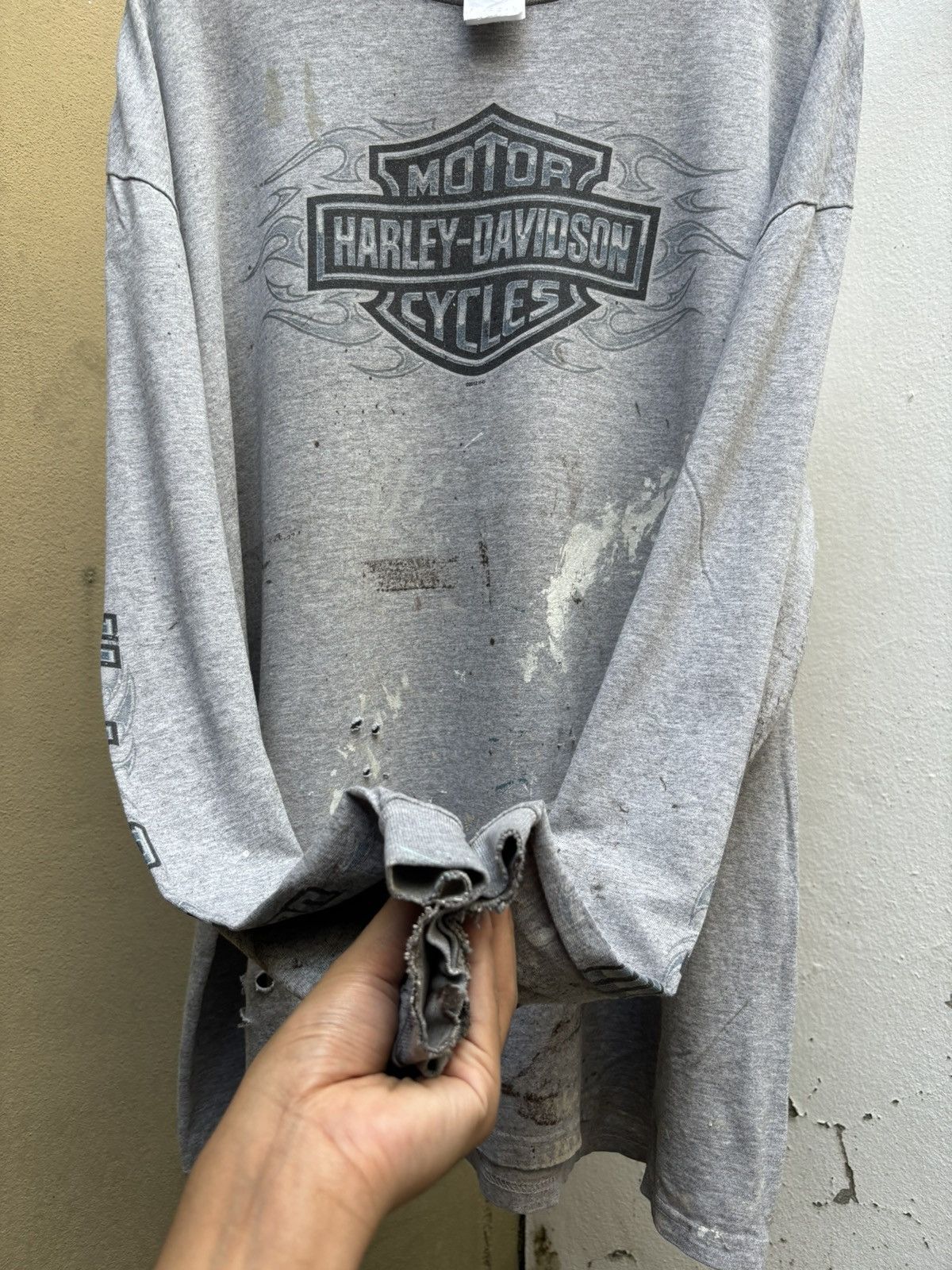 Harley Davidson Thrashed Distressed Harley Davidson Long Sleeve Size US XXL / EU 58 / 5 - 4 Thumbnail