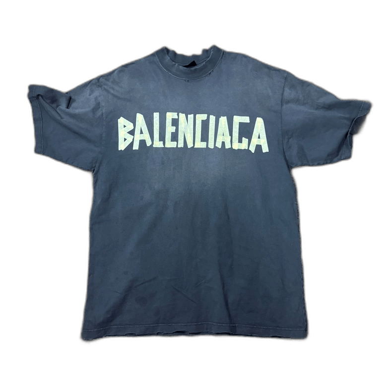 Balenciaga 24SS Distressed Logo Short Sleeve Tee