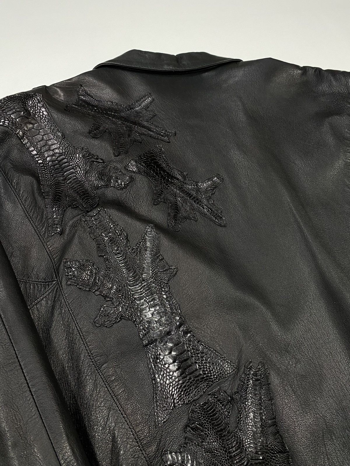 Vintage LASTDROP🔥 Vintage 80s 90s Oversized Leather Crocodile Jacket Size XXL / US 16-18 / IT 52-54 - 20 Thumbnail
