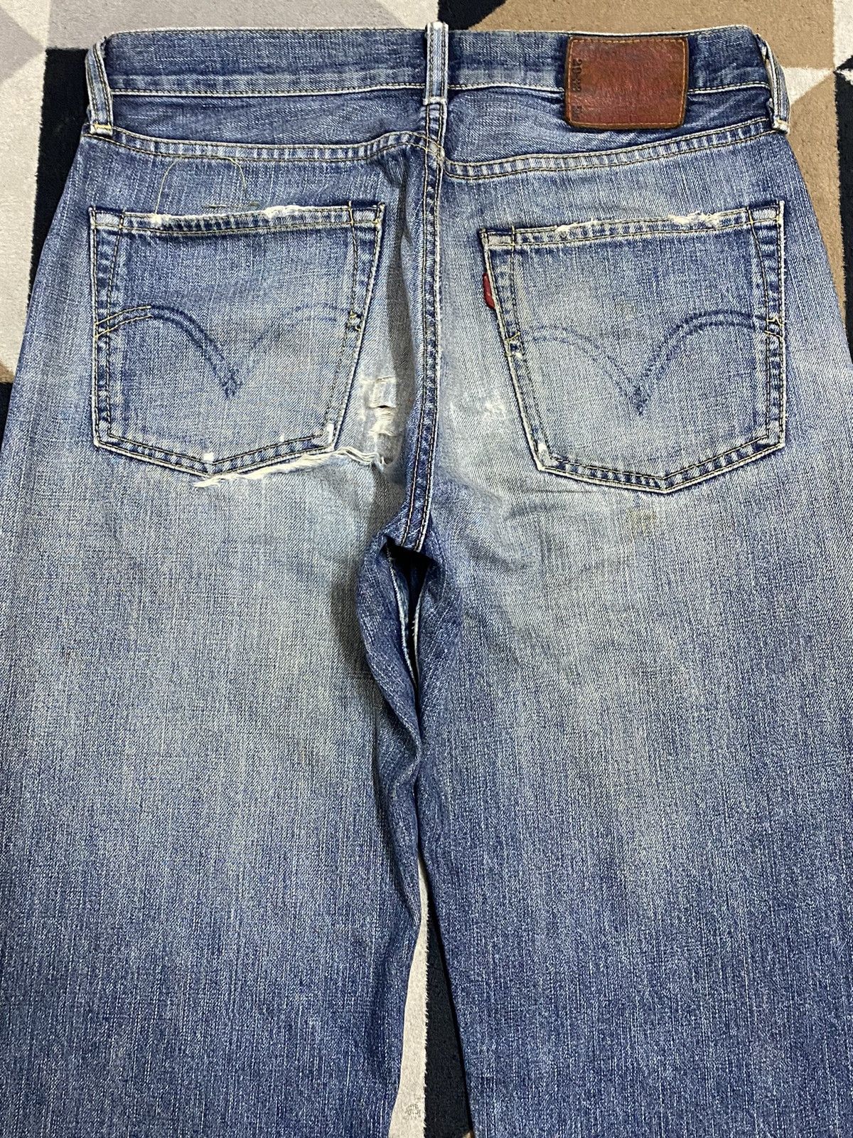 Levi's Vintage Clothing Vintage Levis 503 Blue Wash Trash Distressed Jeans Size US 30 / EU 46 - 4 Thumbnail