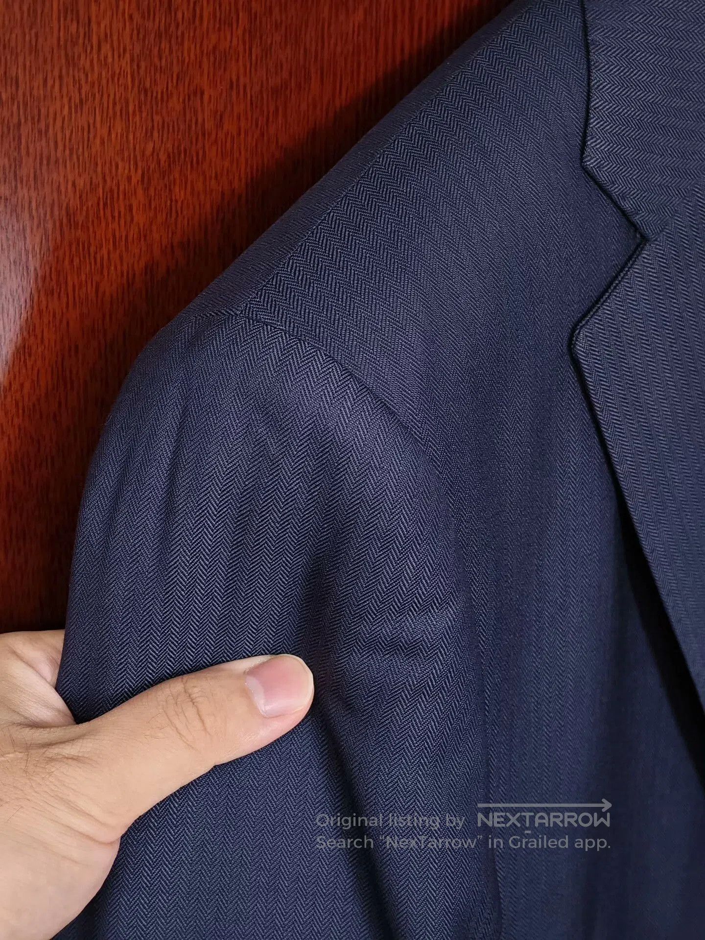 Ermenegildo Zegna Zegna Navy Wool Jacket with Herringbone Pattern. Size US S / EU 44-46 / 1 - 3 Thumbnail
