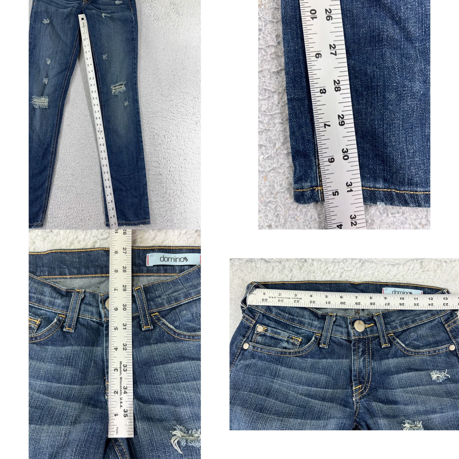 Denime Dominos Jeans Womens 25x31 Blue Denim Distressed Straight Leg Low Size 42" / US 20 - 8 Thumbnail