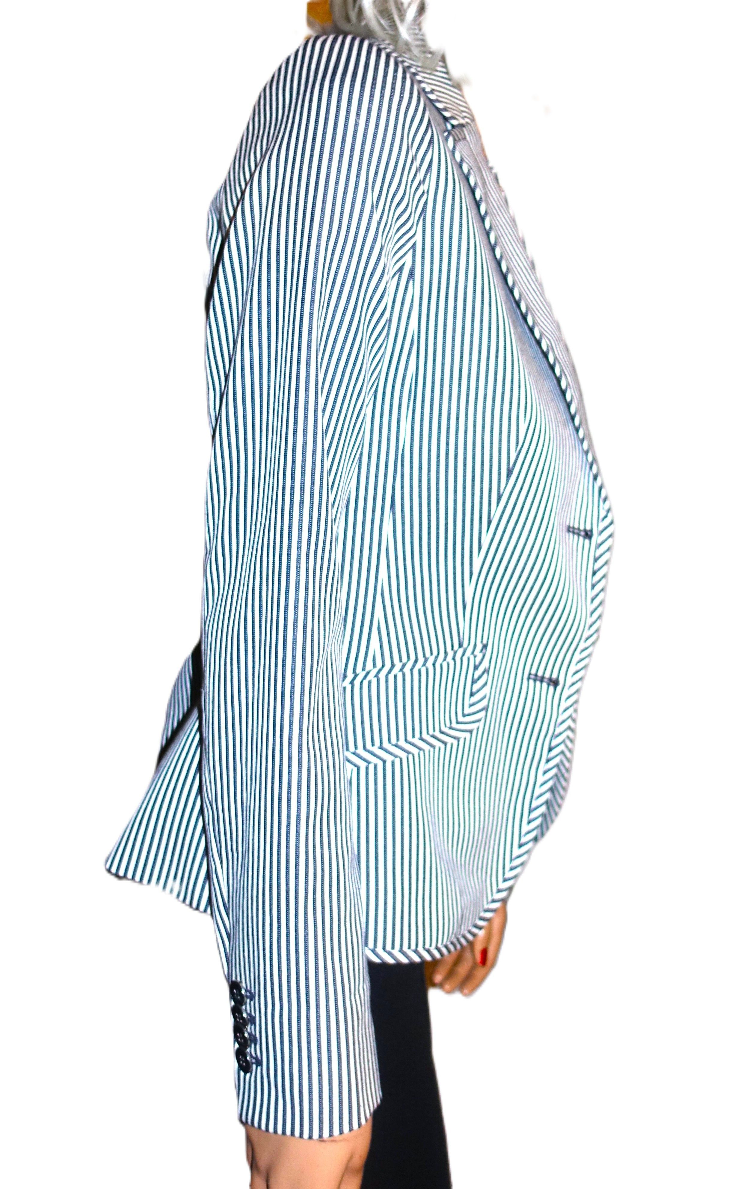Other MNG Suit Navy Blue White Striped Jacket 2 Size XS / US 0-2 / IT 36-38 - 7 Thumbnail