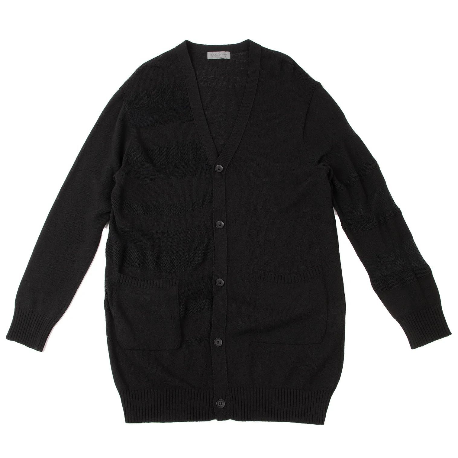 Yohji Yamamoto Yohji Yamamoto Cotton Striped Knit Cardigan Black Size 3 Size US L / EU 52-54 / 3 - 1 Thumbnail
