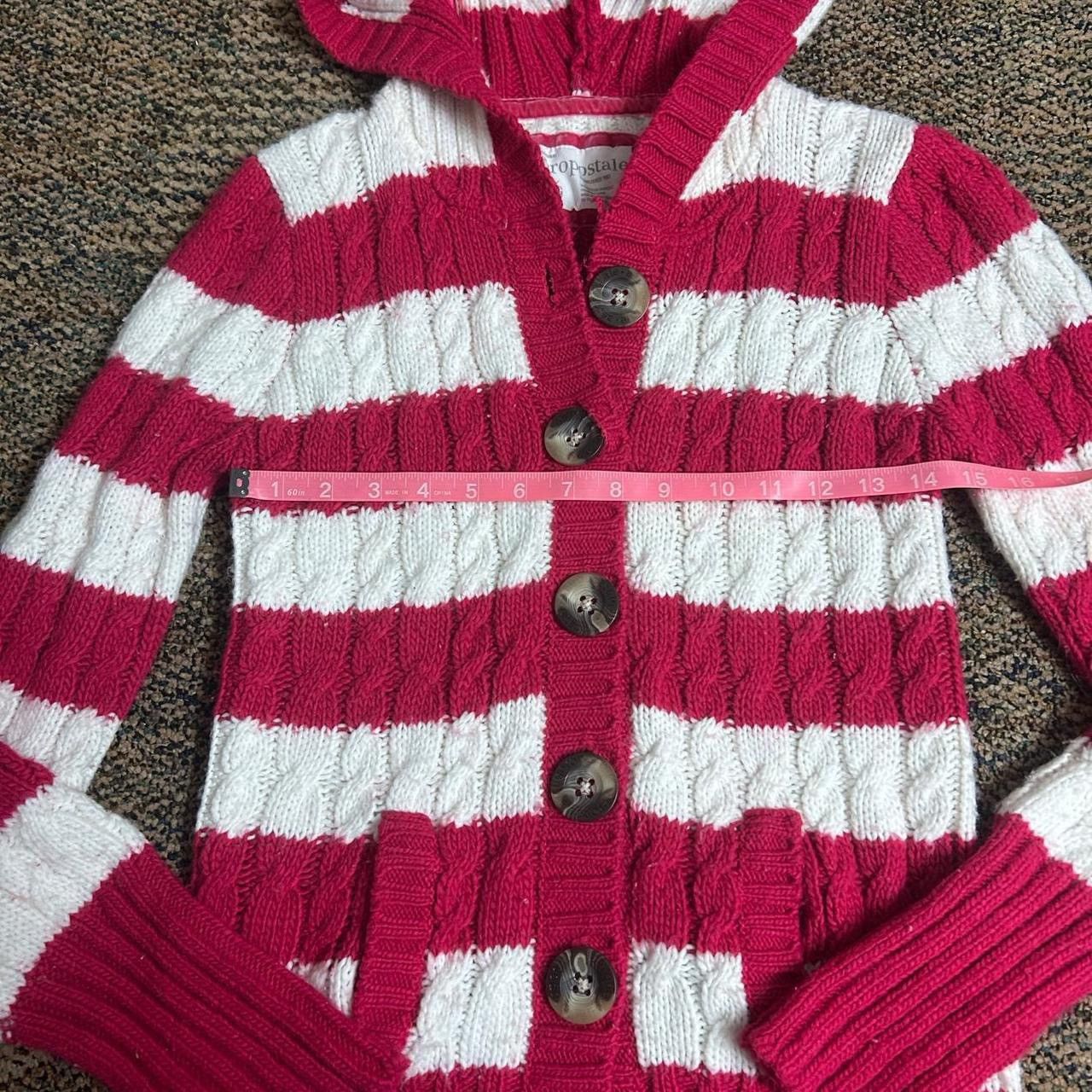 Aeropostale Vintage Aeropostale pink & white striped hooded cardigan Size L / US 10 / IT 46 - 5 Thumbnail