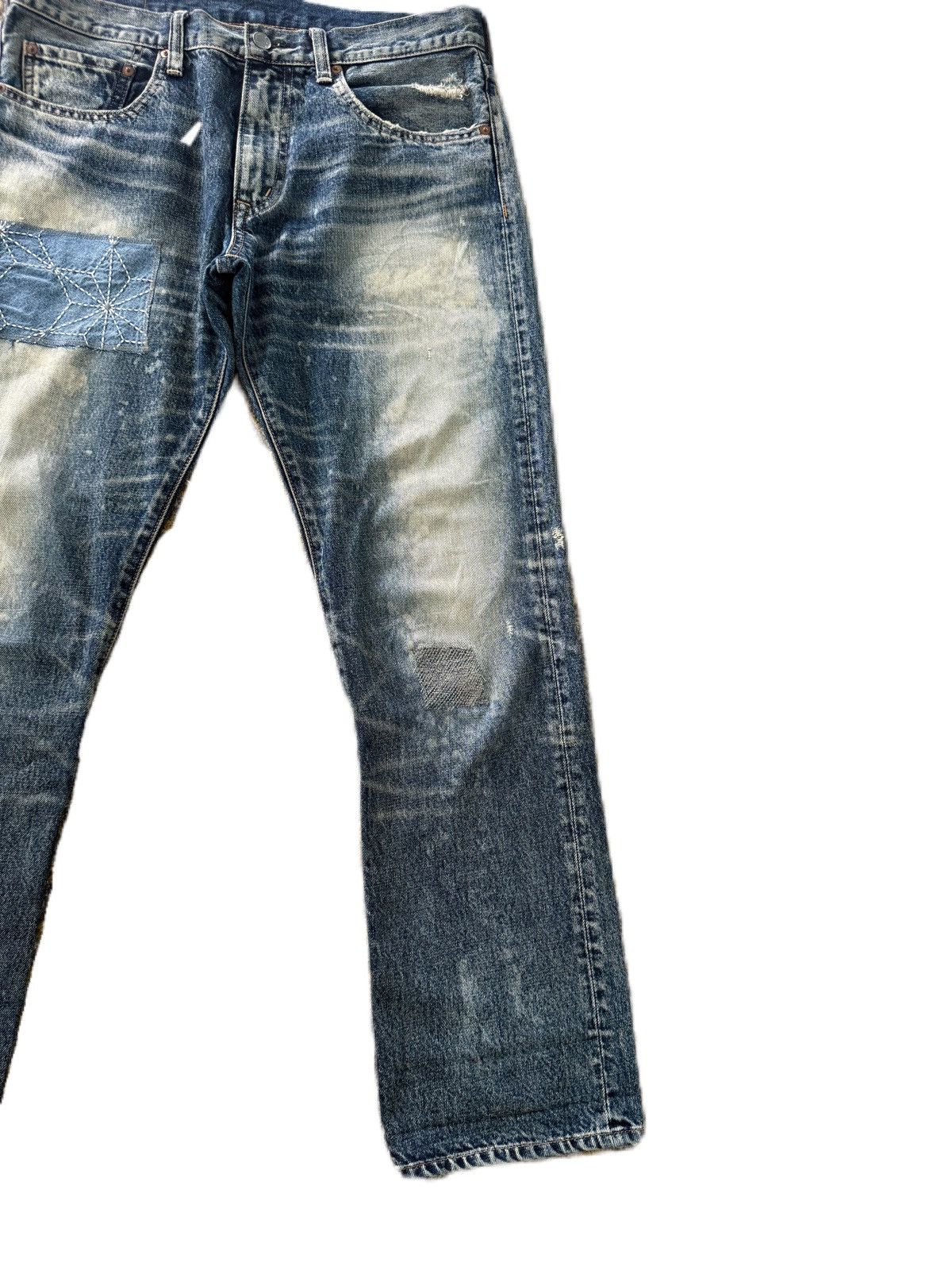 If Six Was Nine Japan Brand RNA Denim Distress Custom Patch Sashiko Style Size US 33 - 2 Thumbnail