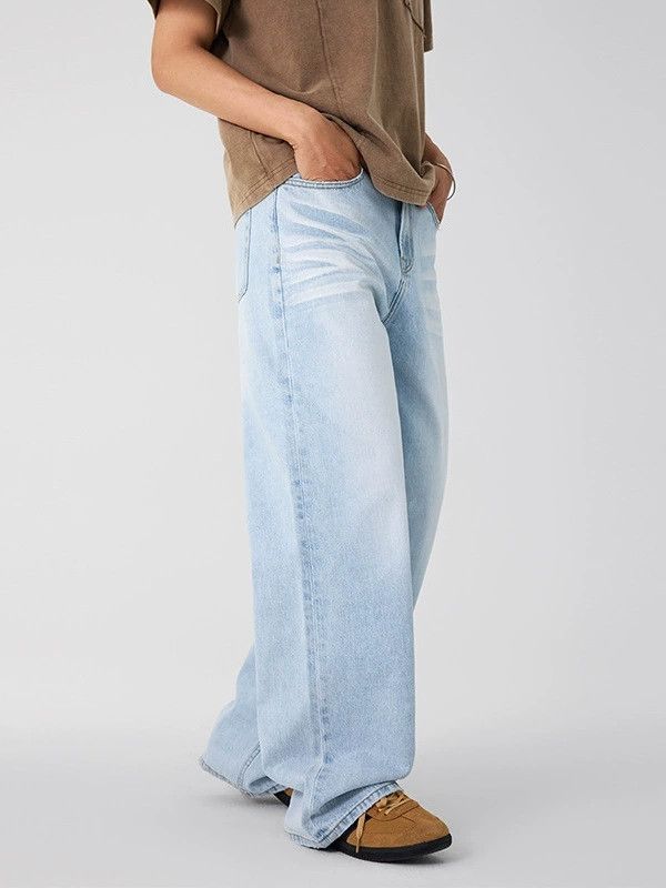 Jean Men's Retro Blue Straight Clean Fit Whiskered Jeans Size US 32 / EU 48 - 4 Thumbnail
