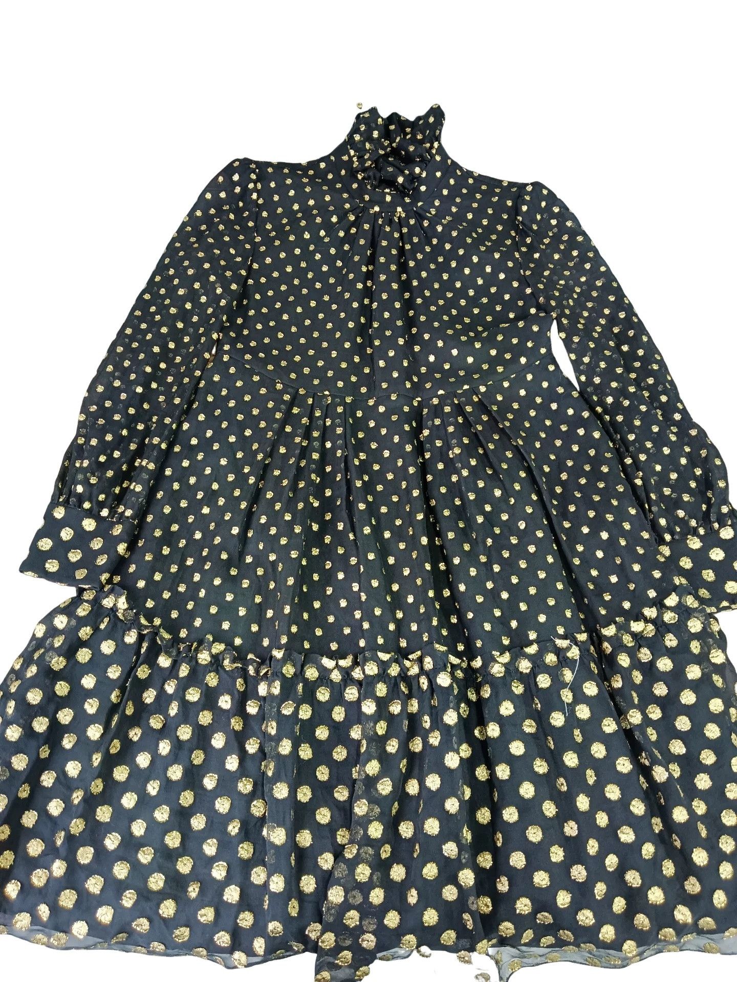 Celine CELINE Gold Polka Dot Tiered Dress 36 Size XS / US 0-2 / IT 36-38 - 1 Thumbnail