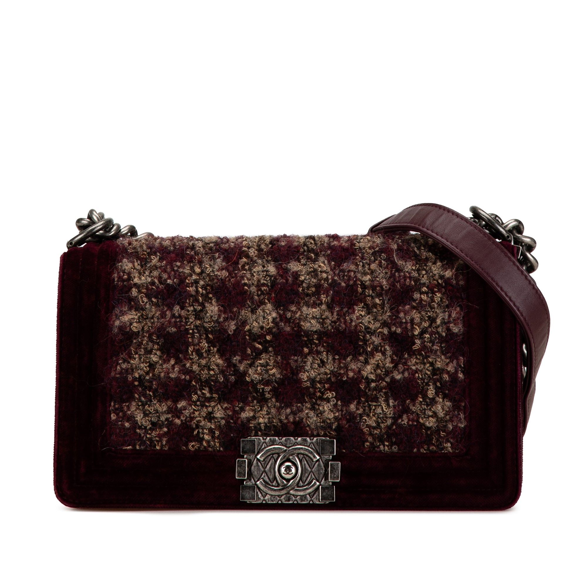 Chanel Chanel Medium Velvet and Tweed Boy Flap Red Size ONE SIZE - 1 Thumbnail