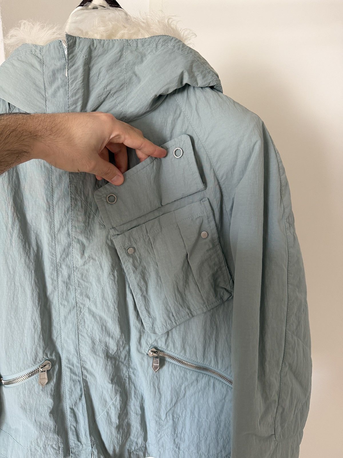 Hermes $20,000 FW22 Mens Runway 2 in 1 Ice Blue Lamb Fur Jacket Size US M / EU 48-50 / 2 - 15 Thumbnail