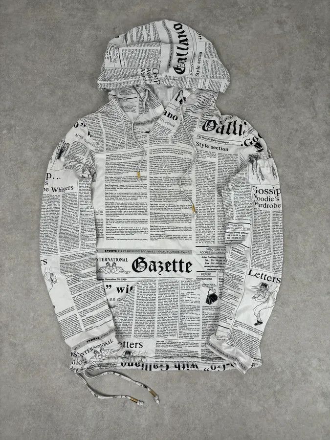 トップス archive John Galliano news paper hoodie SOLD) 2000's JOHN GALLIANO GAZETTE NEWSPAPER HOODIE Newspaper