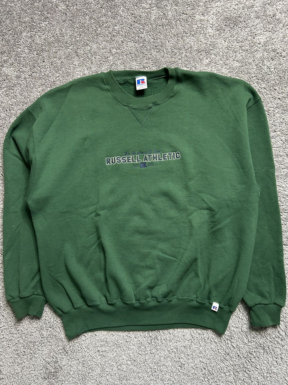 Russell Athletic × Vintage Vintage 90s Russell Spellout Embroidered Crewneck Size US XXL / EU 58 / 5 - 1 Thumbnail