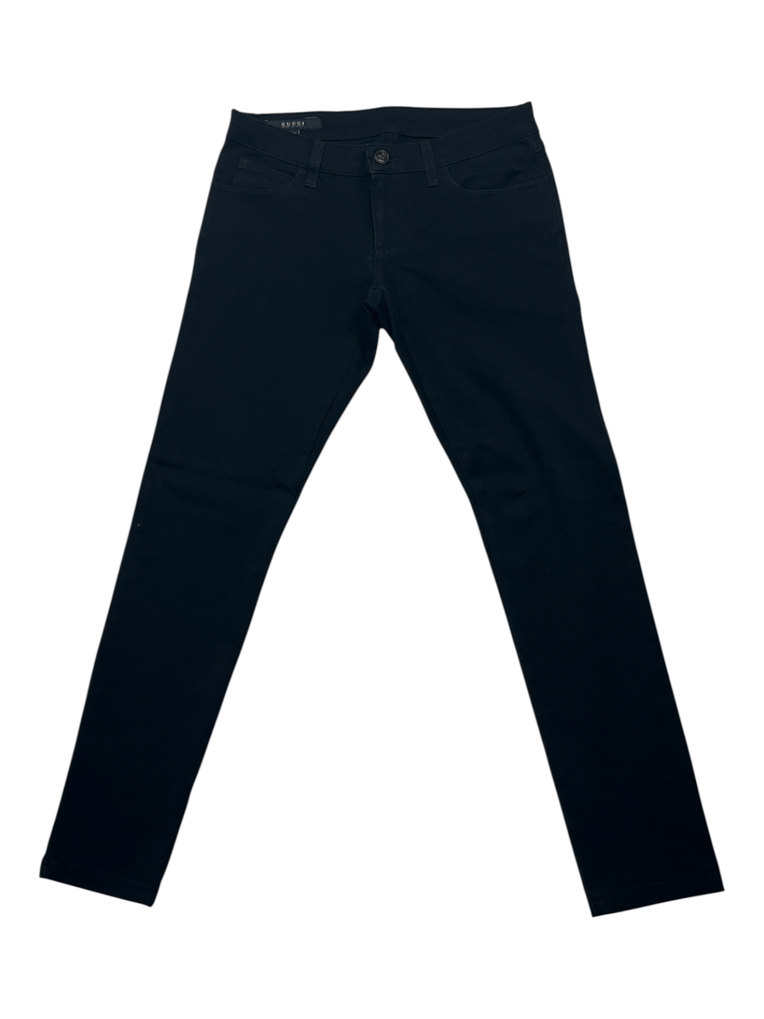 Gucci Gucci Black Cotton Slim Fit Pants With Glossy Brand Tab Size 26" / US 2 / IT 38 - 1 Thumbnail