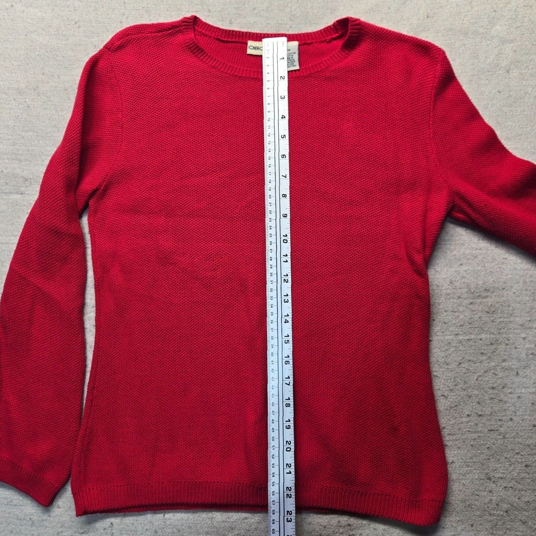Cherokee Cherokee Sweater Adult M Red 100% Cotton Long Sleeve V-Neck Knit Stretchy Size M / US 6-8 / IT 42-44 - 5 Thumbnail