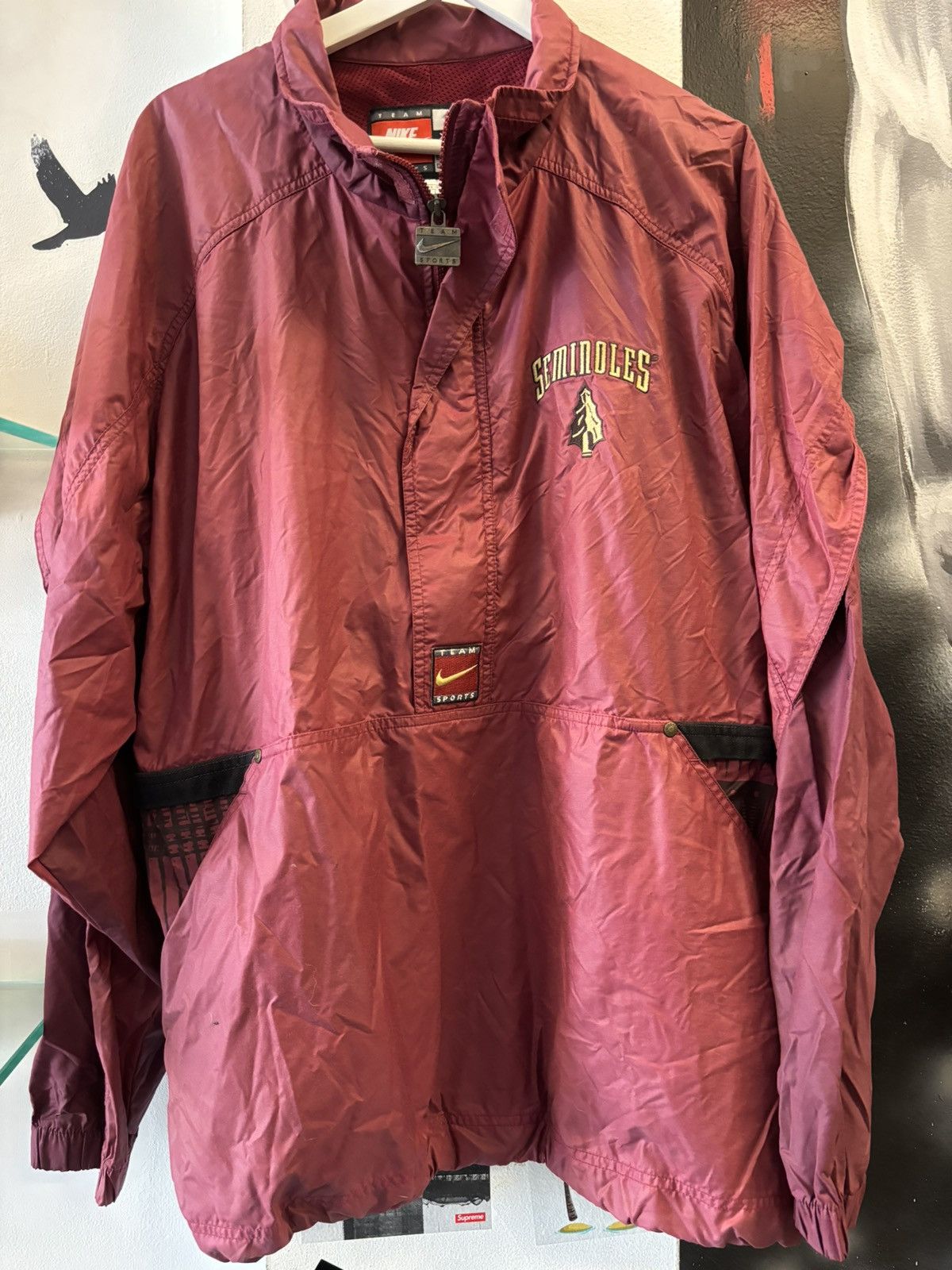 image of American College x Nike Vintage FSU Nike On Field Track Jacket in Red, Men's (Size XL)