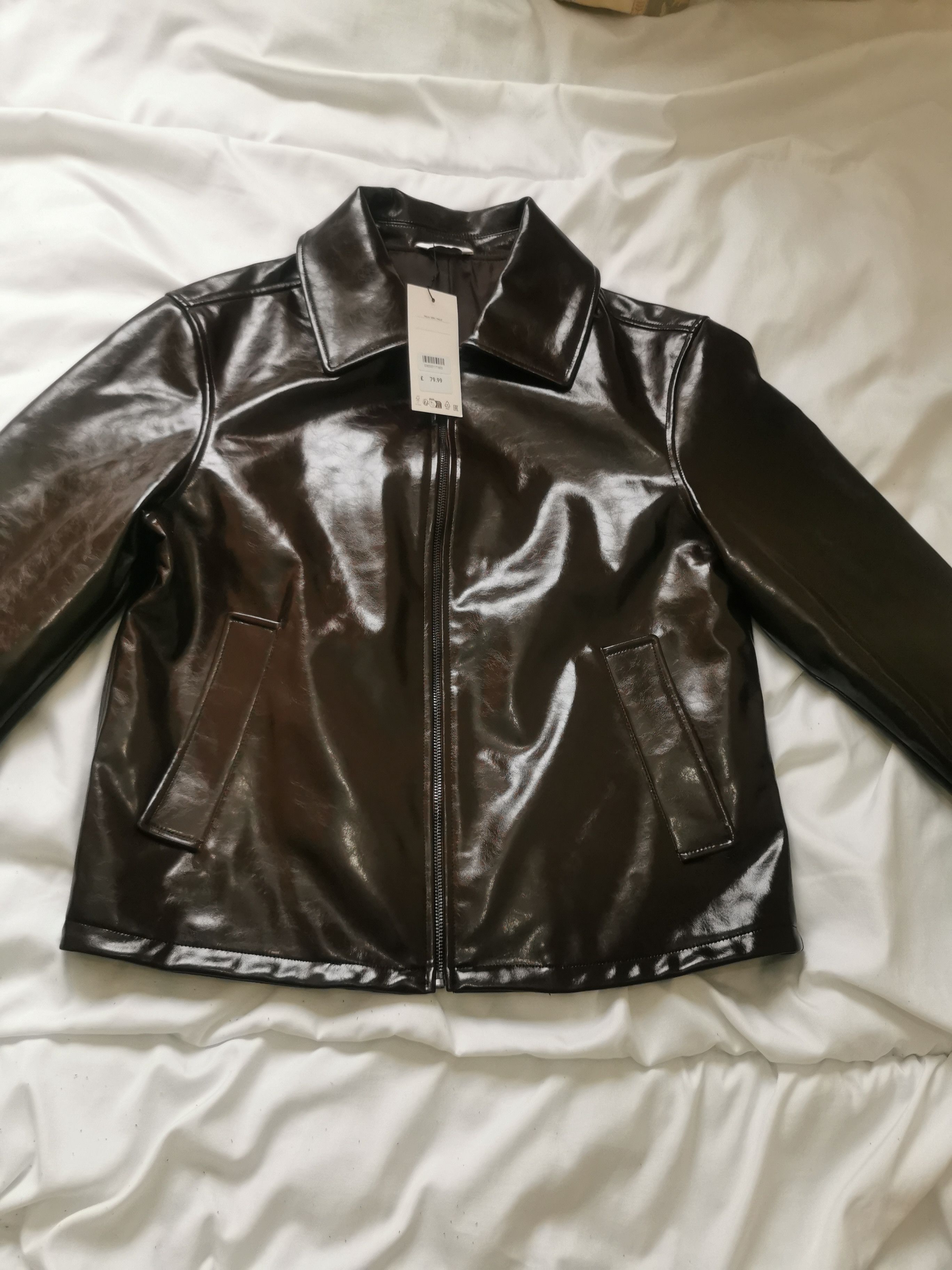 Zara Zara Vinil finish jacket size medium dark brown, Size US M / EU 48-50 / 2 - 7 Thumbnail