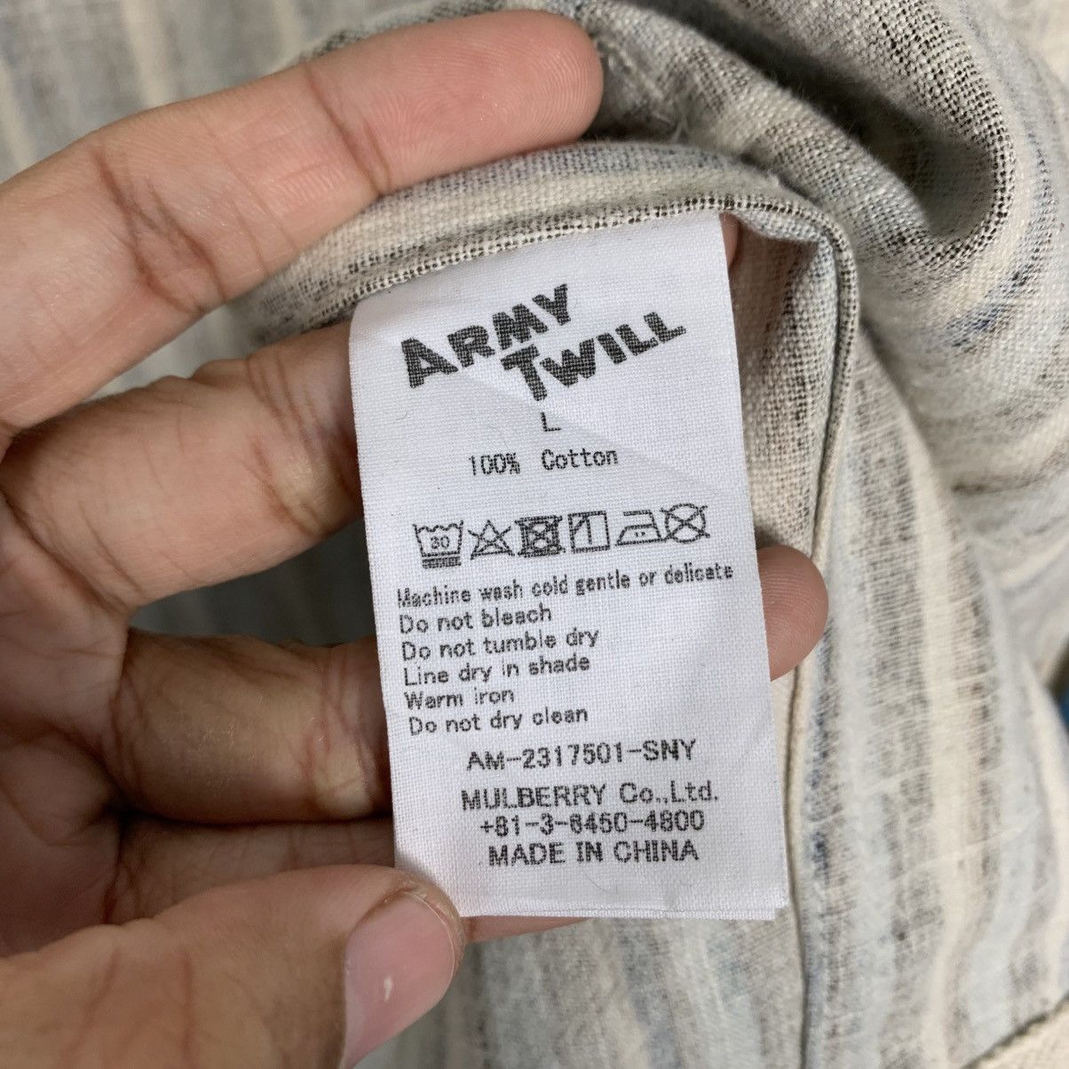 Vintage ☀️Nice design Army Twill stripe sanforized button jacket Size US L / EU 52-54 / 3 - 14 Thumbnail