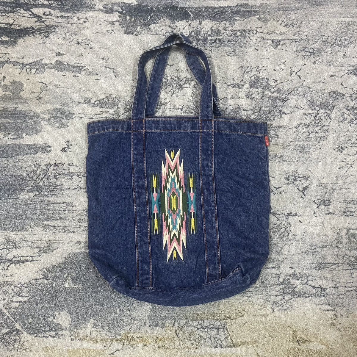 Aztech&mountain x Native Vintage Titicaca Navajo Denim Tote Bag in Blue, Women's