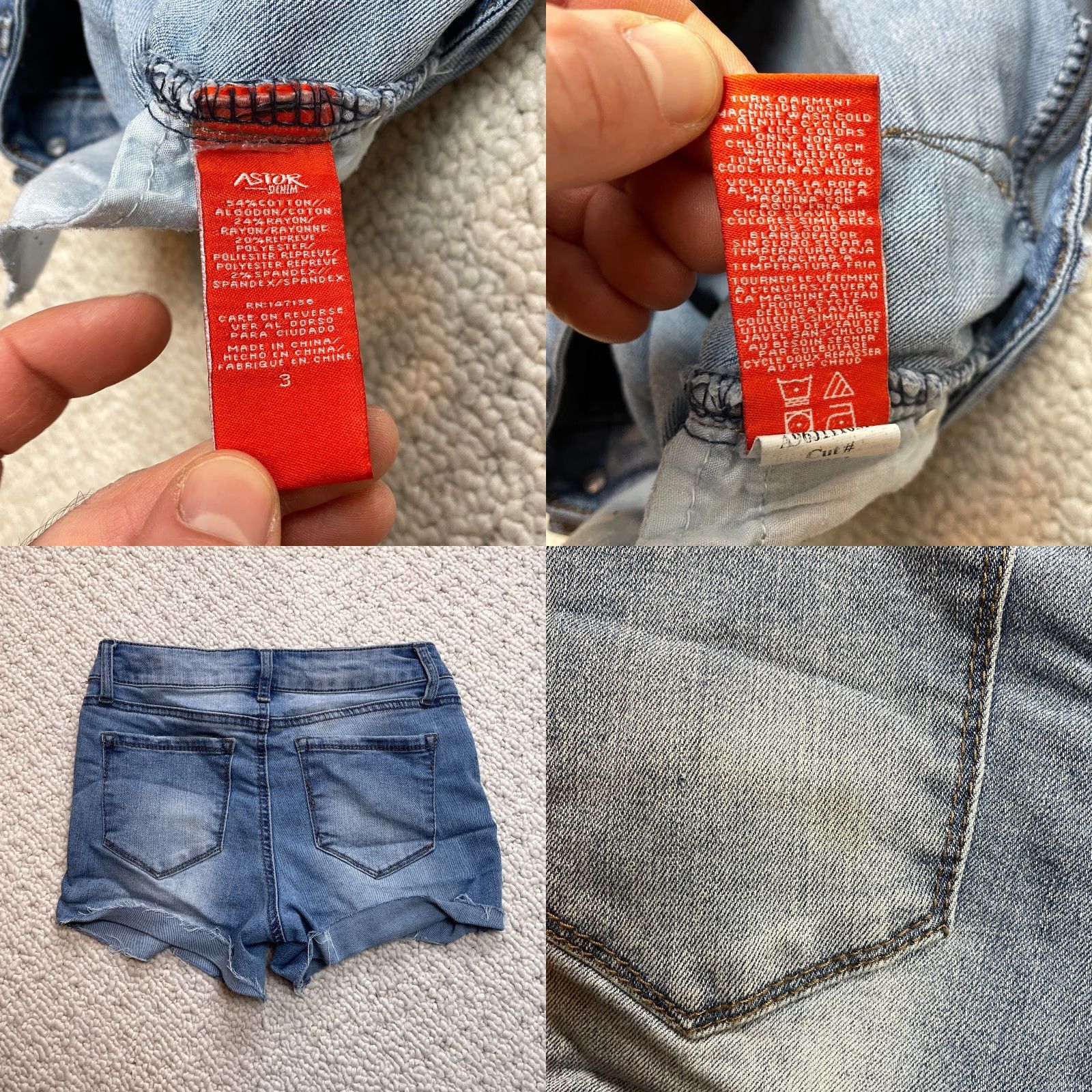 Castore Astor Denim Shorts Juniors 3" Inseam Blue Solid Cotton Polyester Size 26" / US 2 / IT 38 - 8 Thumbnail