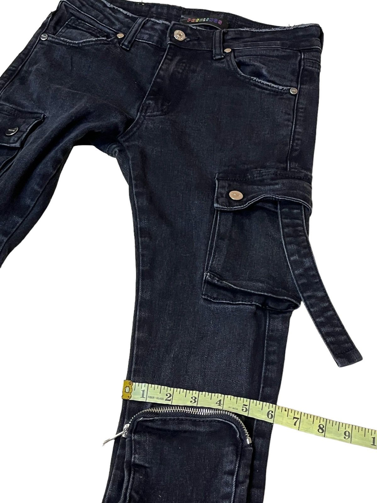 Le Grande Bleu (L.G.B.) SICK🔥PHEELINGS STACKED BONDAGE STRETCH COTTON FLARE JEANS Size US 30 / EU 46 - 19 Thumbnail