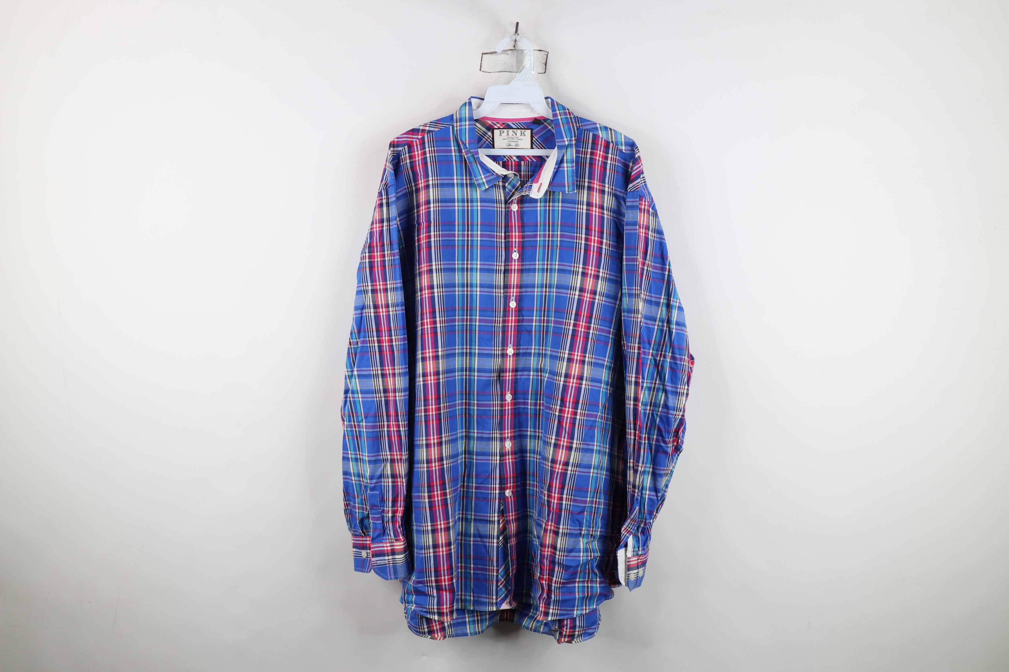 Vintage Thomas Pink Madras Plaid Collared Button Shirt Cotton Size US XXL / EU 58 / 5 - 1 Thumbnail