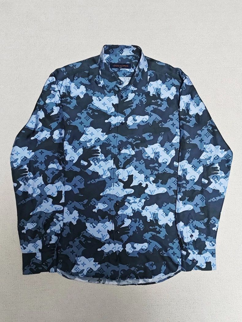 Louis Vuitton Louis Vuitton Camouflage Logo-printed mulberry silk long-s Size US XL / EU 56 / 4 - 1 Thumbnail