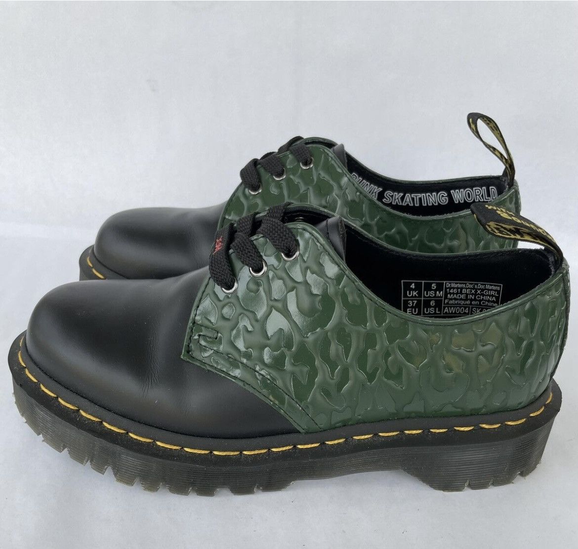 Dr. Martens Dr Martens 1461 Bex X-Girl Black Green Leopard Embossed 7 Size US 7 / IT 37 - 1 Thumbnail