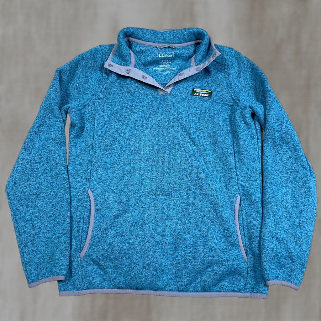 Vintage LL Bean Sweater Women Small Light Blue Pullover Snap T Pockets Heather Ladies Size S / US 4 / IT 40 - 1 Thumbnail