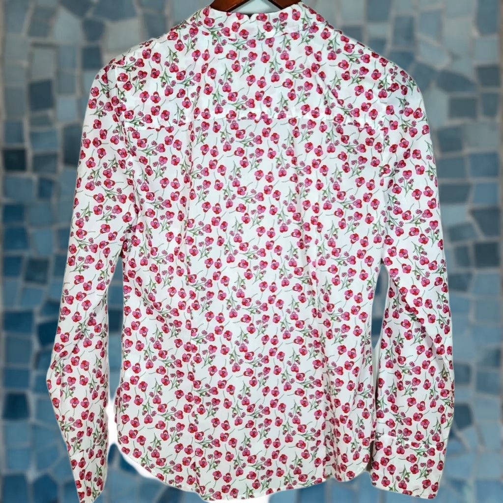 J.Crew J.Crew Liberty Fabric Cotton Floral Red White Collared Button-Up Women's Size 6 New NWT Mens? Size M / US 6-8 / IT 42-44 - 1 Thumbnail