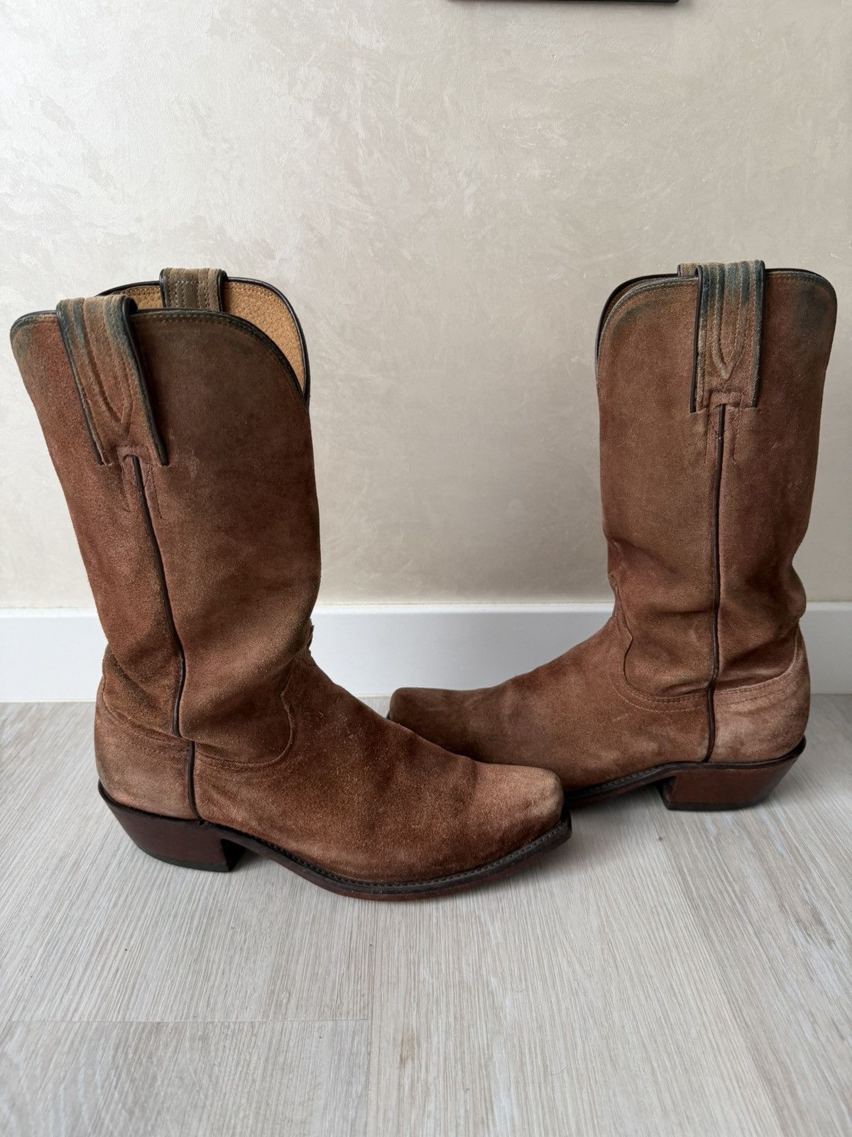 Lucchese Vintage Luchesse Brown Suede Cowboy Western Boots Size US 8 / EU 41 - 2 Thumbnail