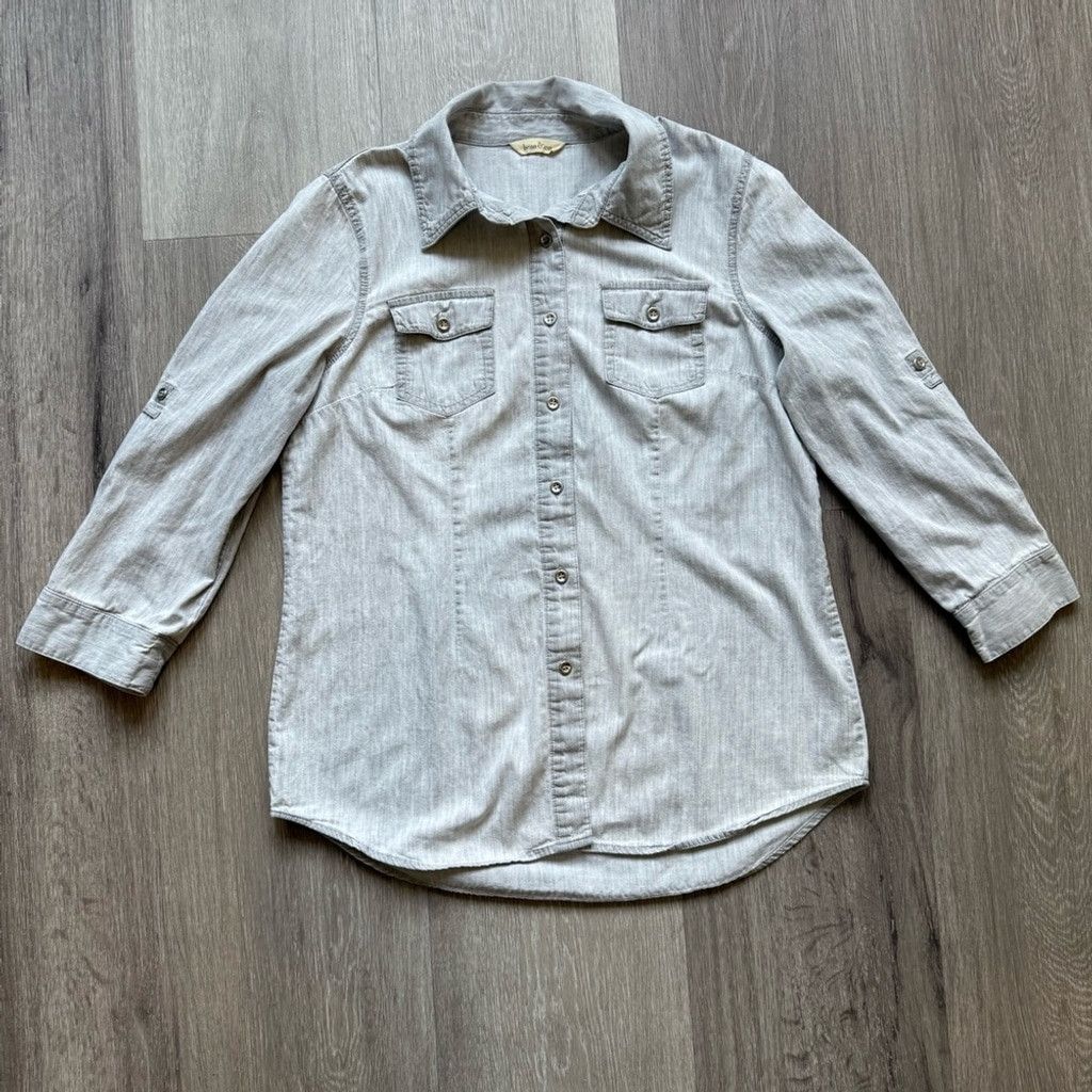 The Unbranded Brand Gray Long-Sleeve Blouse with Pointed Collar Size M / US 6-8 / IT 42-44 - 1 Thumbnail