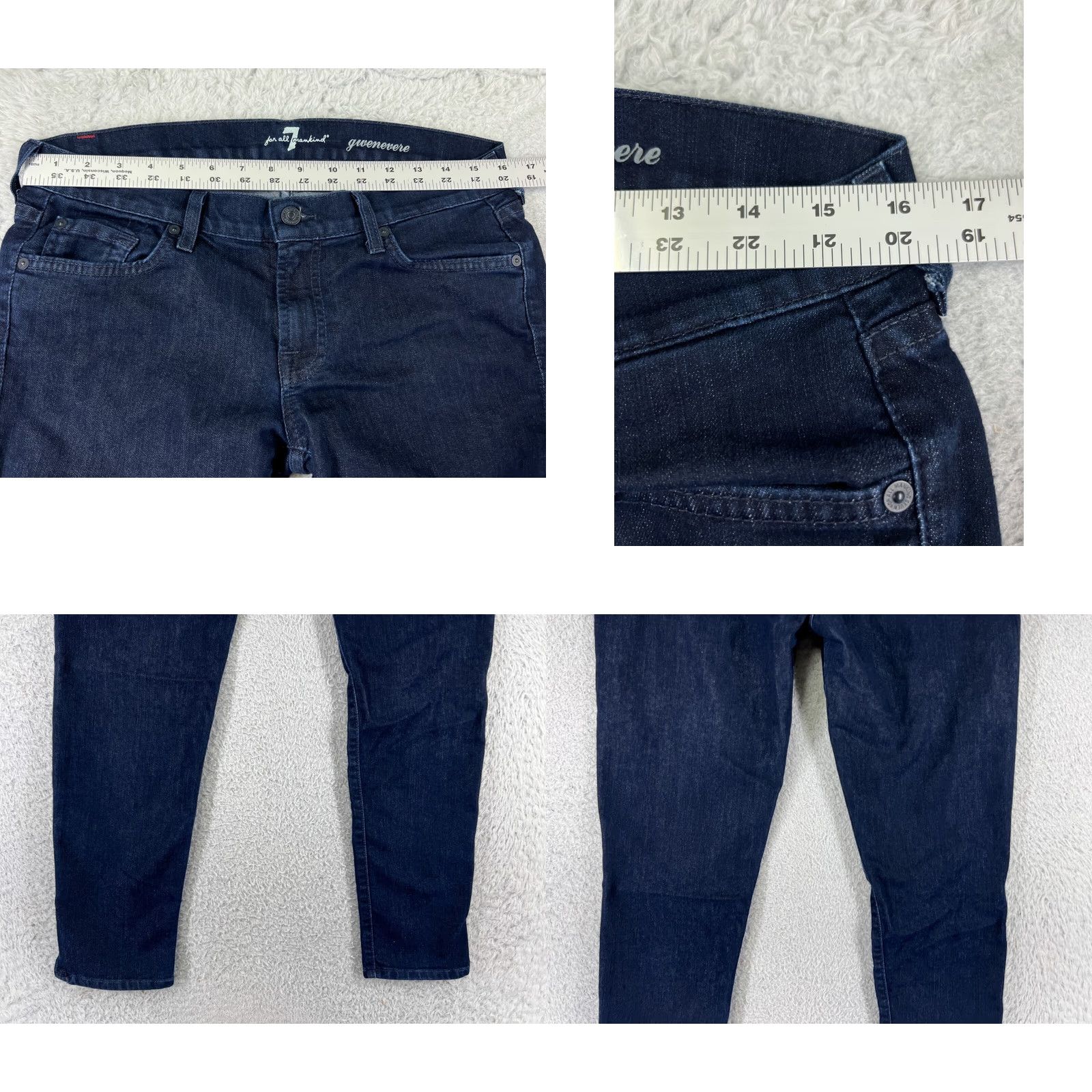 7 For All Mankind 7 For All Mankind Jeans Women 29 Blue Denim Dark Wash Skinny Zip Ankle Cotton Size 29" - 9 Thumbnail