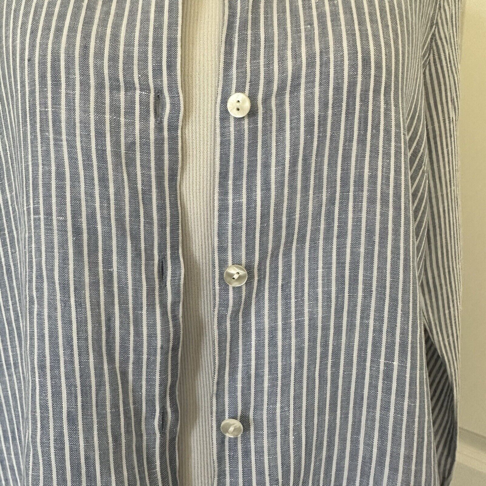 Other J.Jill Love Linen Blue Stripe Shirt Women Size XS 100% Linen Size XS / US 0-2 / IT 36-38 - 3 Thumbnail