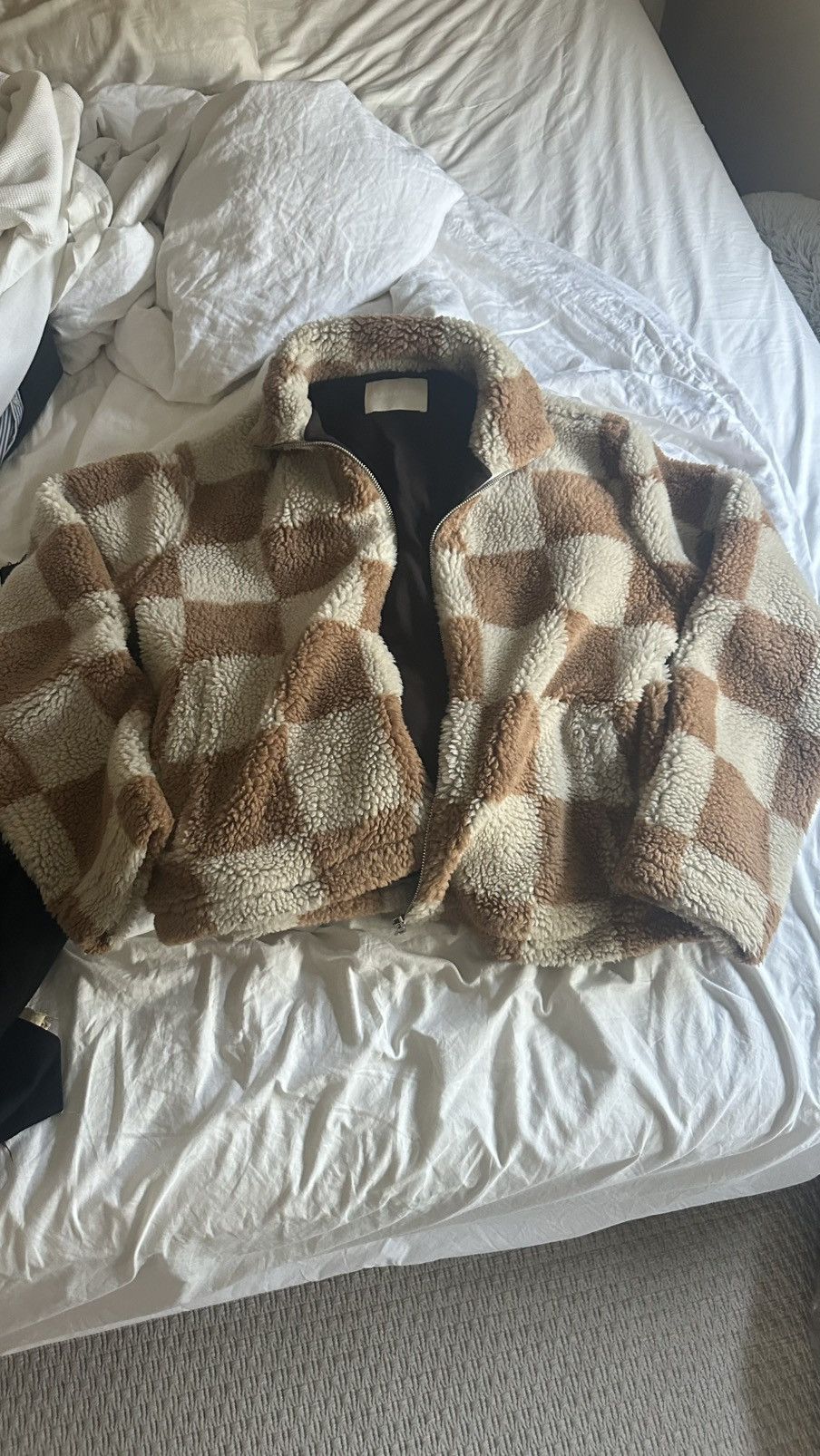 Sangiev Sangiev Caramel Checkered Fleece Jacket Size Large Size US L / EU 52-54 / 3 - 2 Thumbnail