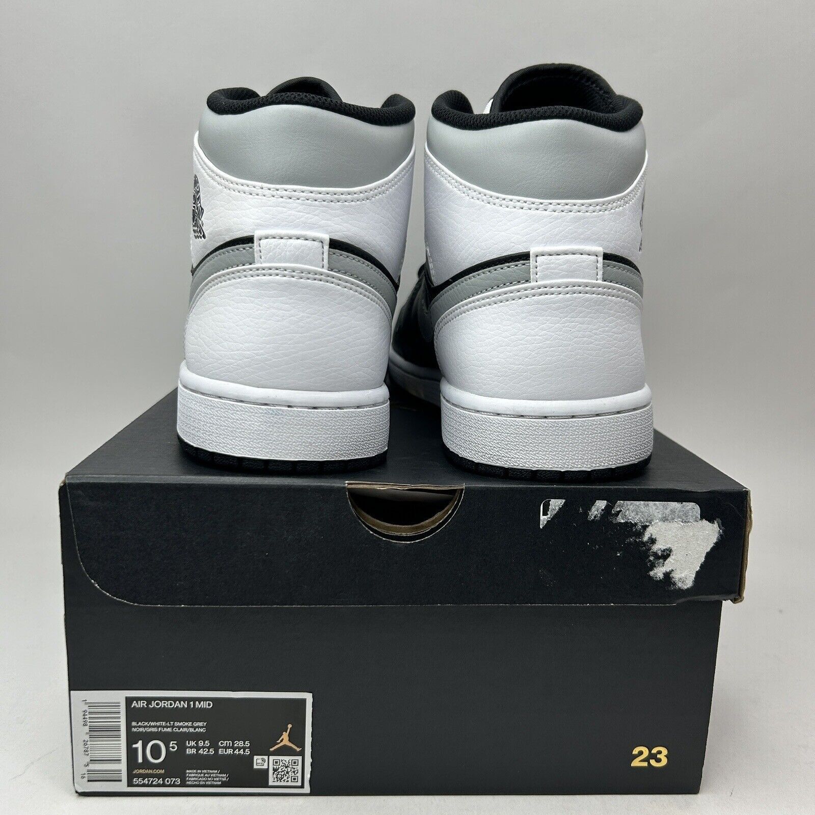 Jordan Brand Nike Air Jordan 1 Mid Retro “White Shadow/Light Smoke Grey” Size US 10.5 / EU 43-44 - 4 Thumbnail