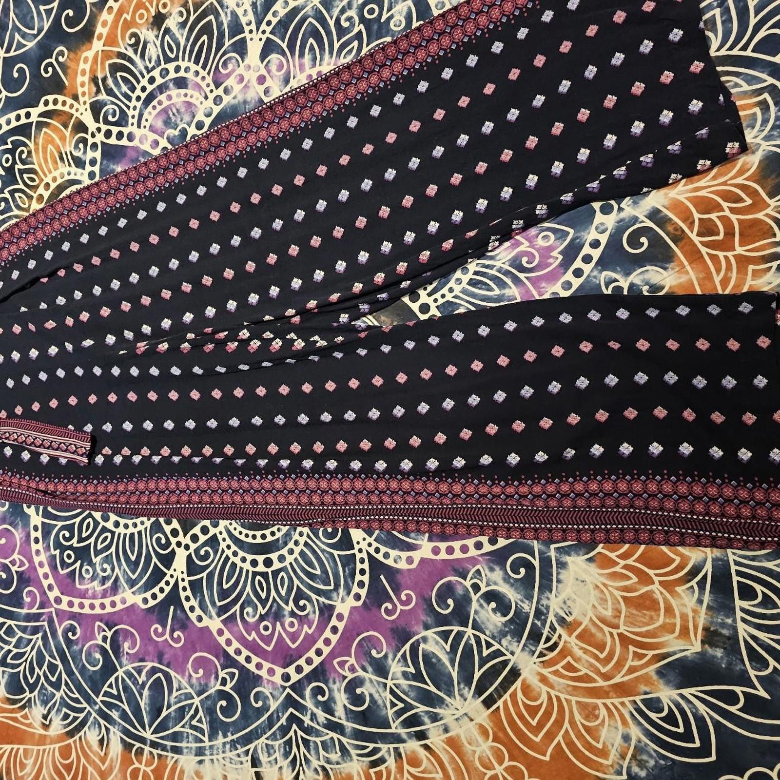 Designer Jessica Simpson Women's Pink and Navy Boho Pants Size 32" / US 10 / IT 46 - 2 Thumbnail
