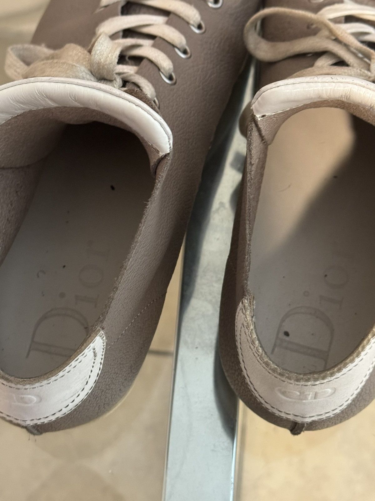 Christian Dior Monsieur CHRISTIAN DIOR HOMME Beige Leather Lace-Up Sneakers Size US 9.5 / EU 42-43 - 3 Thumbnail