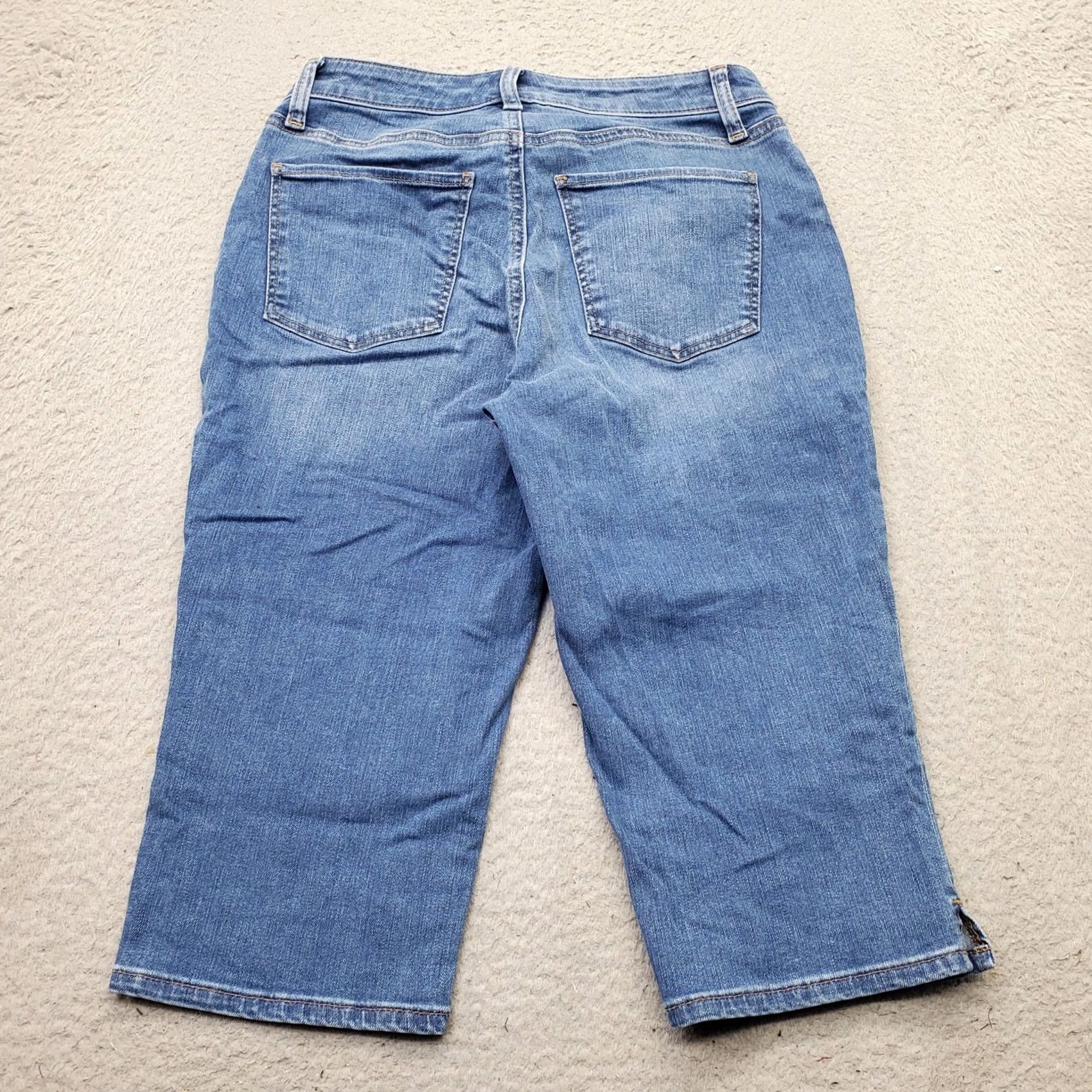 Talbots Talbots Pedal Pusher Jeans Women 4P Blue Denim Cropped 5-Pocket Slit Inseam 15.5" Regular Size 4P Womens Jeans Size 27" / US 4 / IT 40 - 2 Thumbnail
