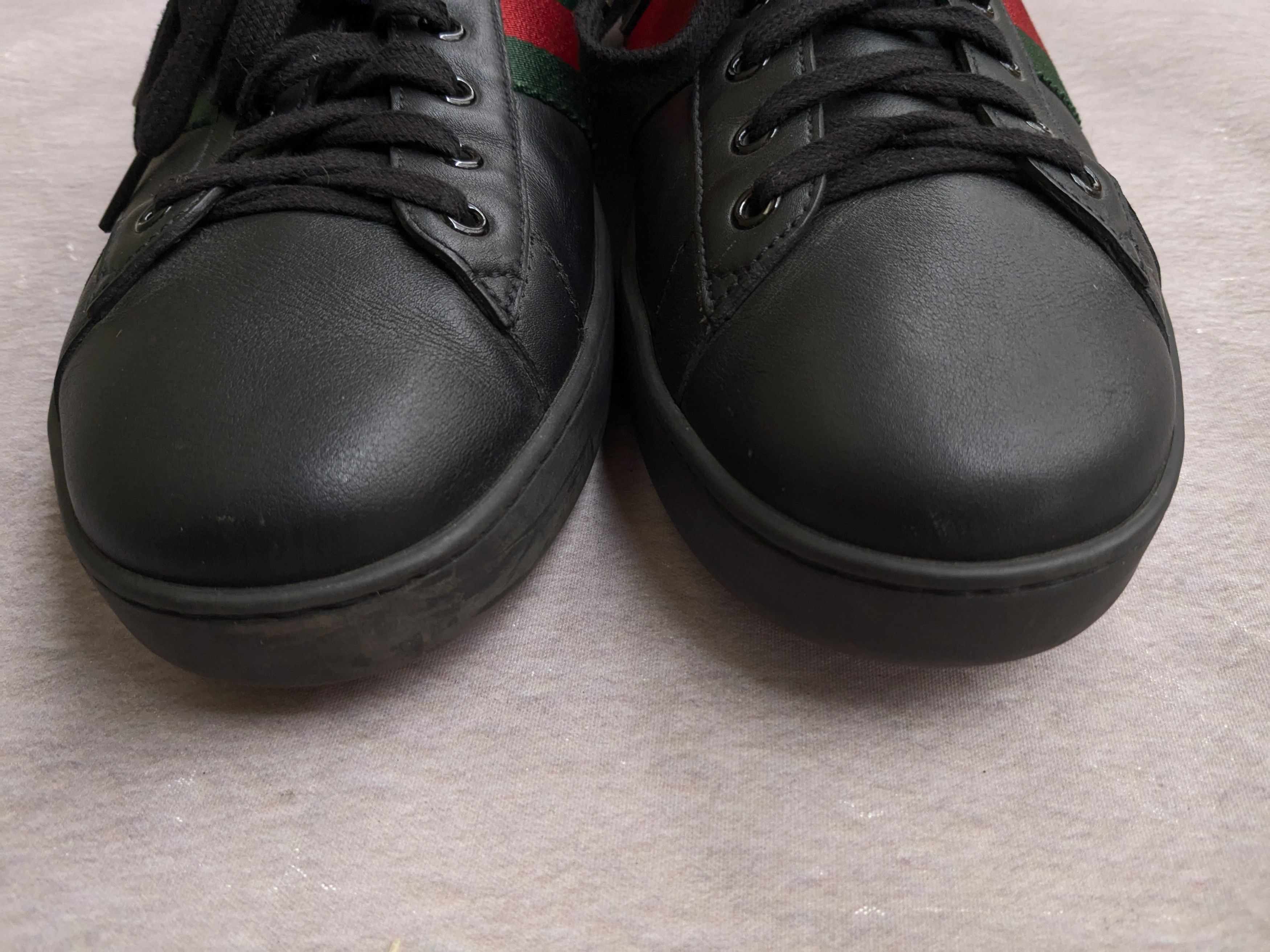 Gucci Gucci Ace Sneakers Black 12.5 Leather Low Tops Web Size US 12.5 / EU 45-46 - 2 Thumbnail