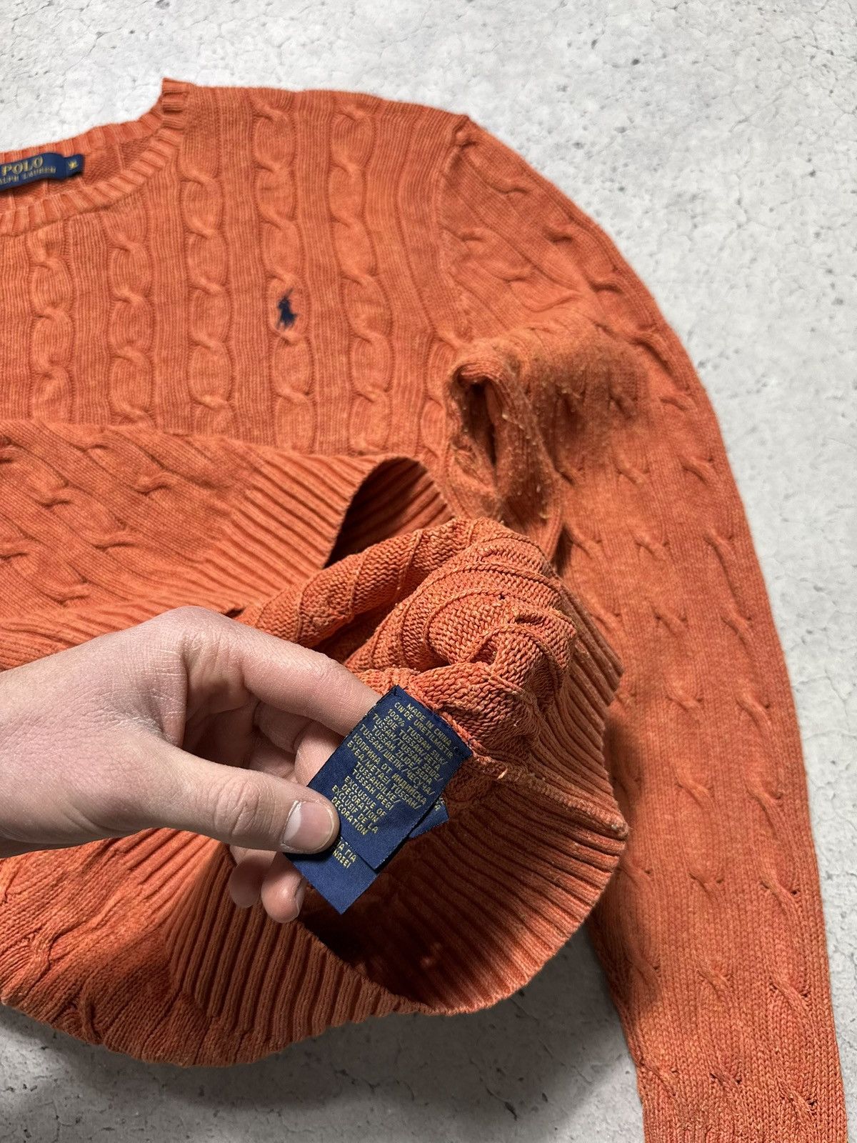 Polo Ralph Lauren Polo Ralph Lauren Cable Knit Sweater Orange Size XL Size US XL / EU 56 / 4 - 7 Thumbnail