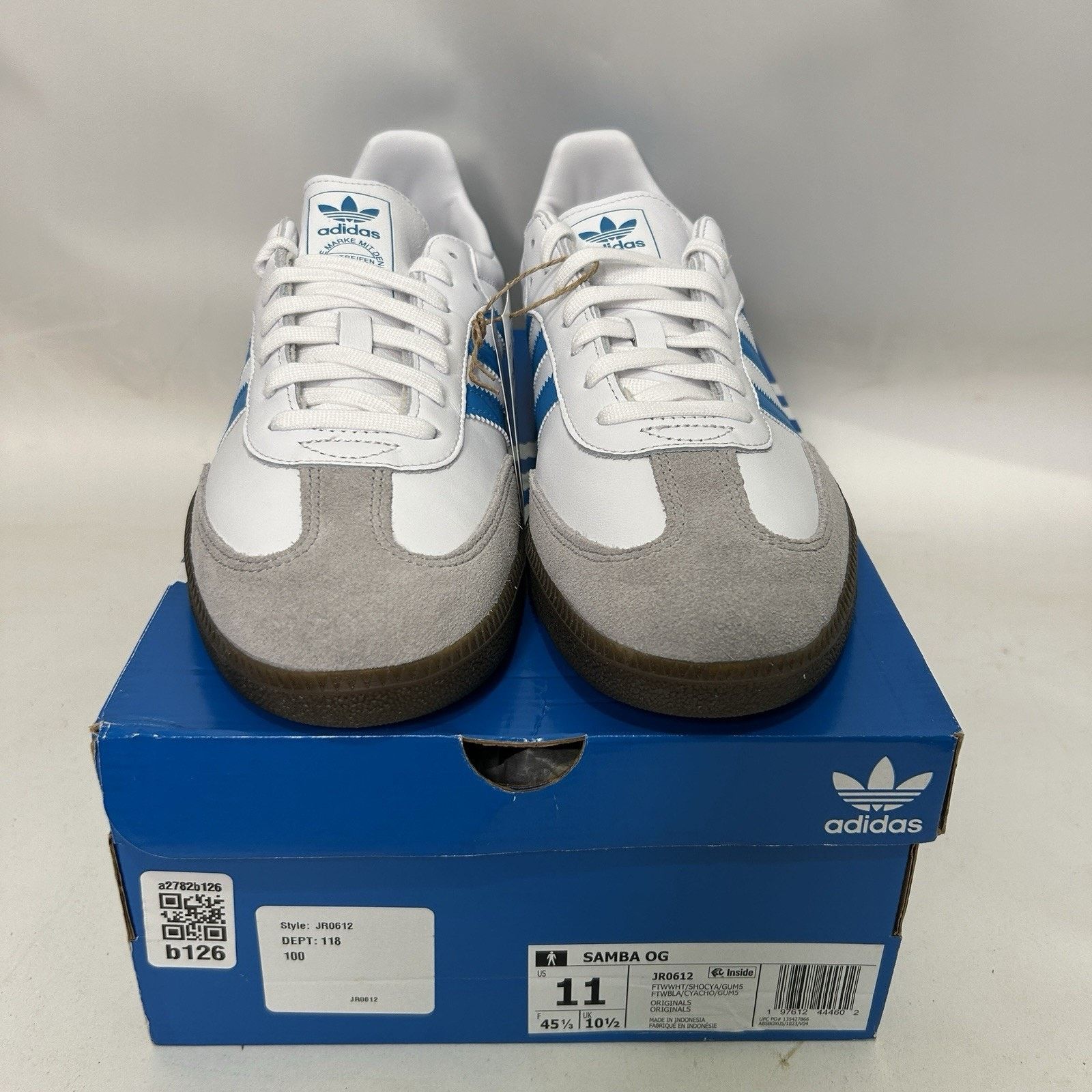 Adidas adidas Samba OG "White Shock Cyan Gum" Size US 11 / EU 44 - 2 Thumbnail