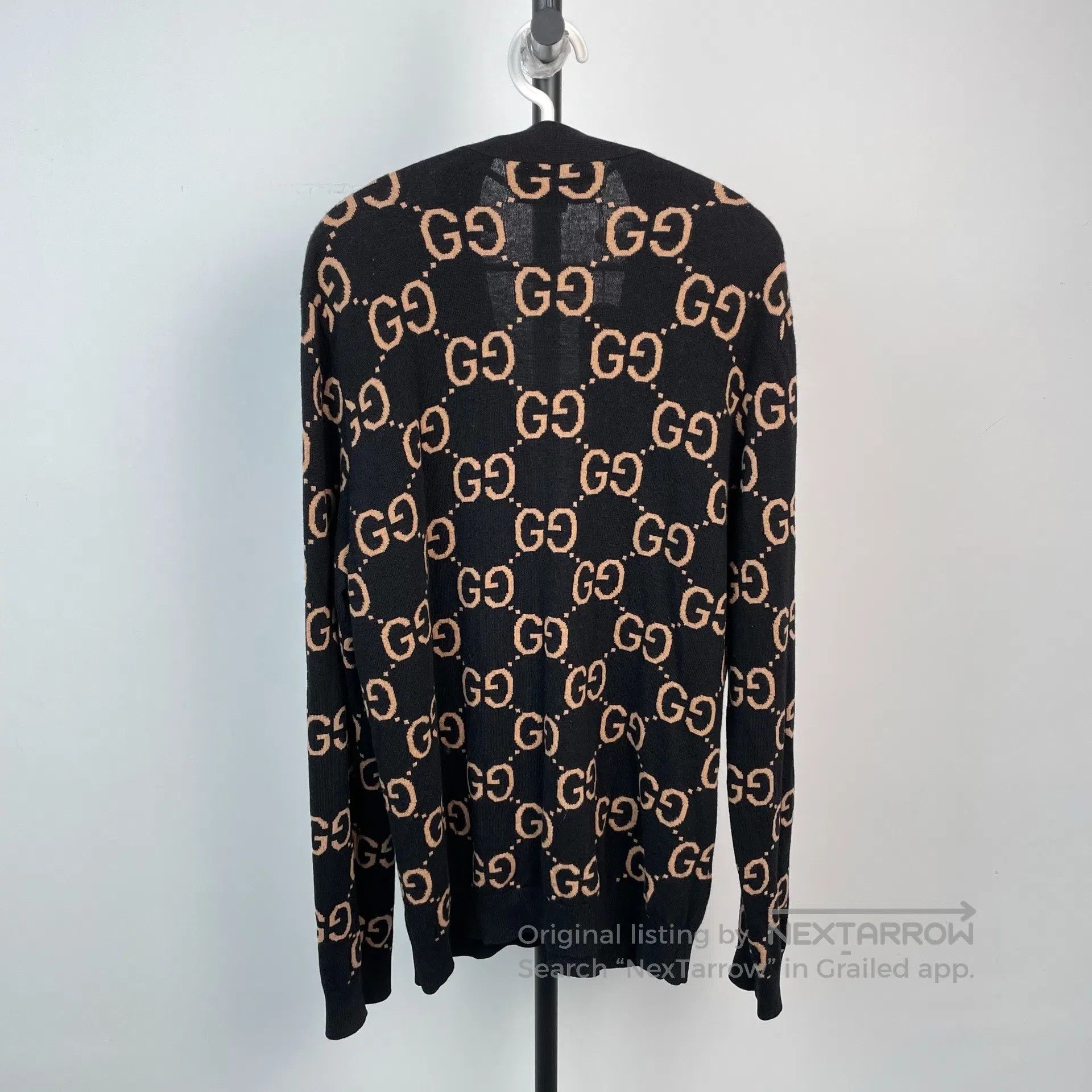 Gucci Guicci Black and Gold Brown Full Print Knit Open Cardigan Size US XL / EU 56 / 4 - 2 Thumbnail