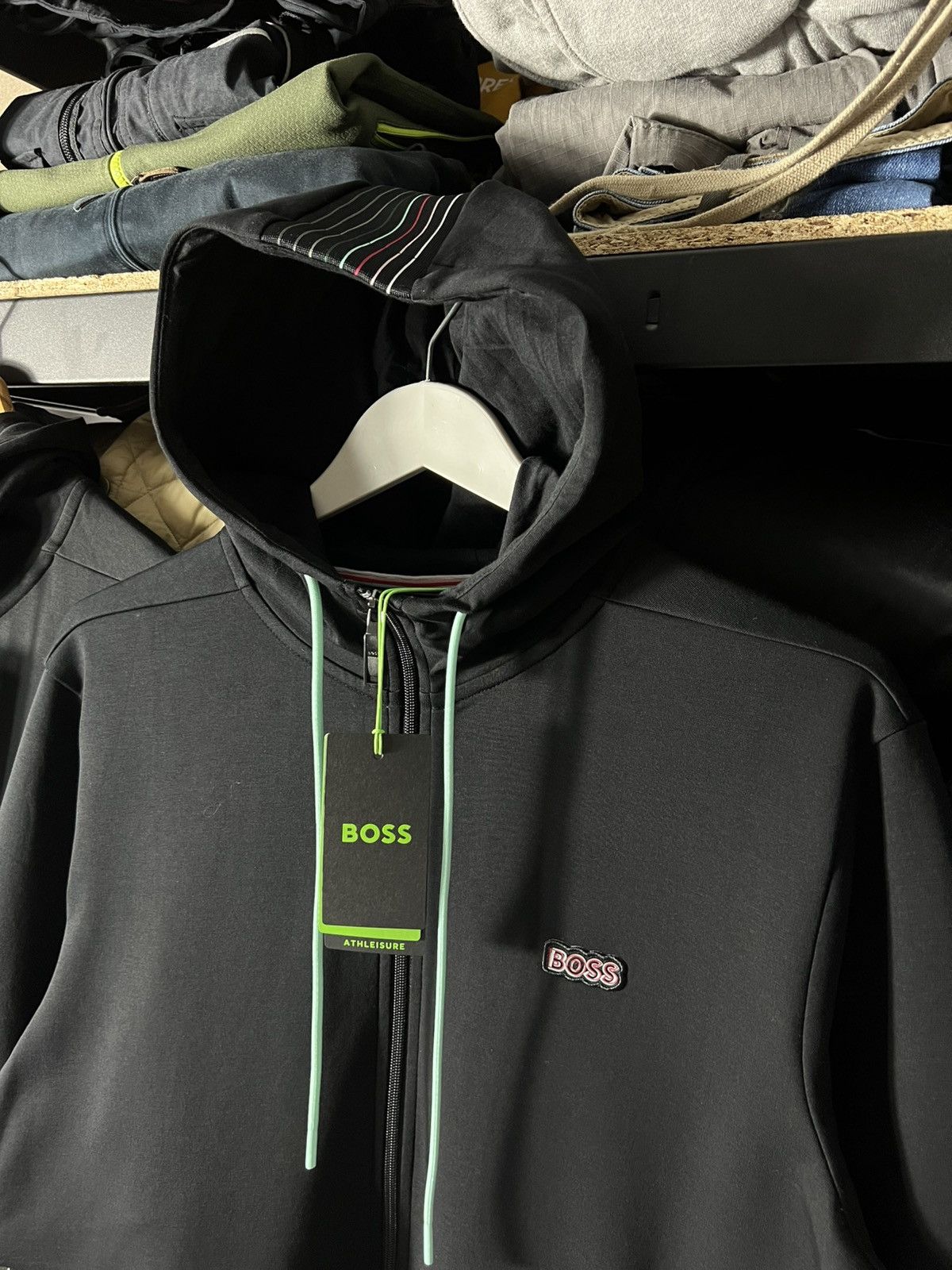 Hugo Boss 🔥 BOSS Cotton Blend Dark Athleisure Zip Hoodie — Size XL Size US XL / EU 56 / 4 - 9 Thumbnail