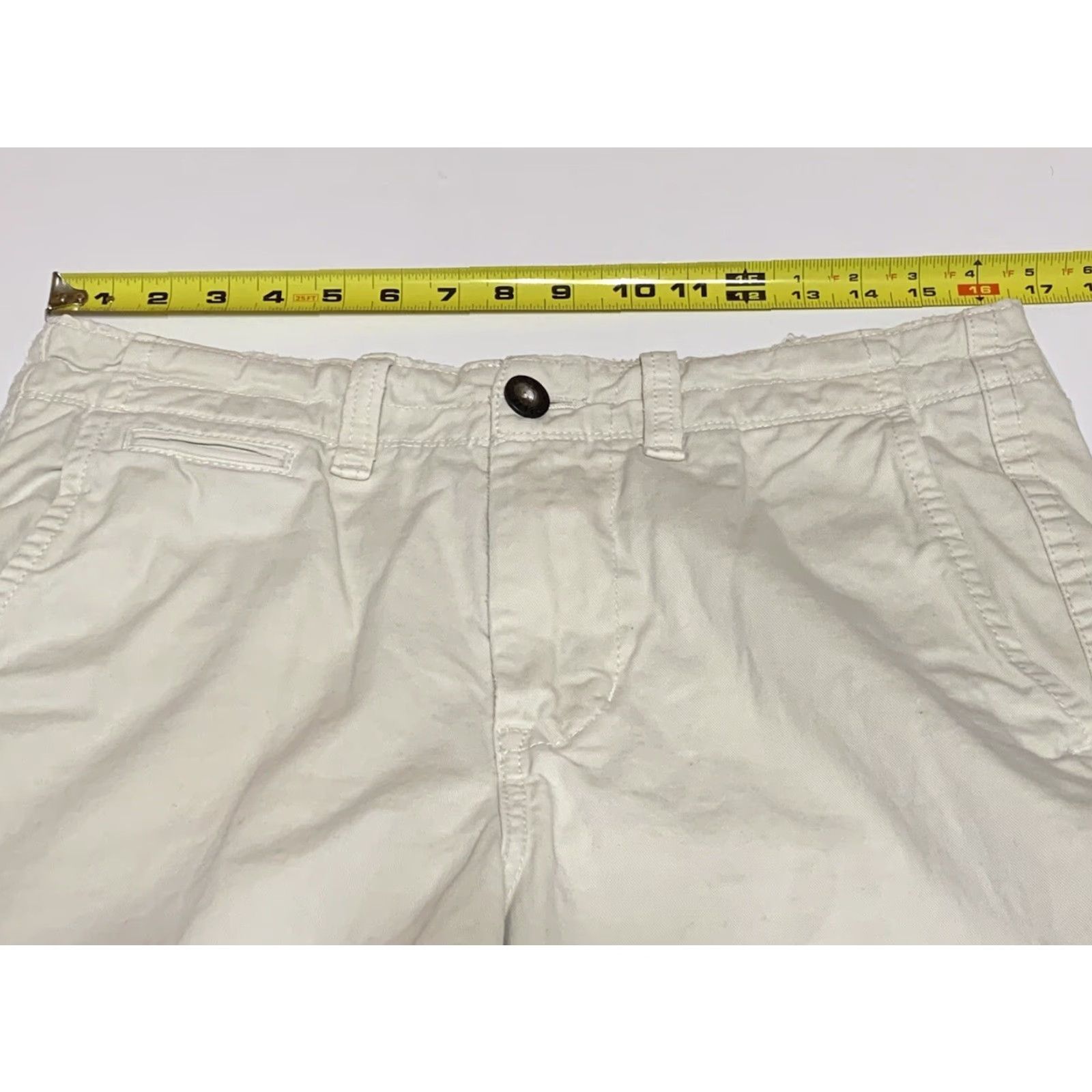 American Eagle Outfitters American Eagle Outfitters Chino Shorts Mens 33 Beige Khaki Flat Front Casual 11in Inseam Longer Length Tag 30 Measures 33 Size US 33 - 3 Thumbnail