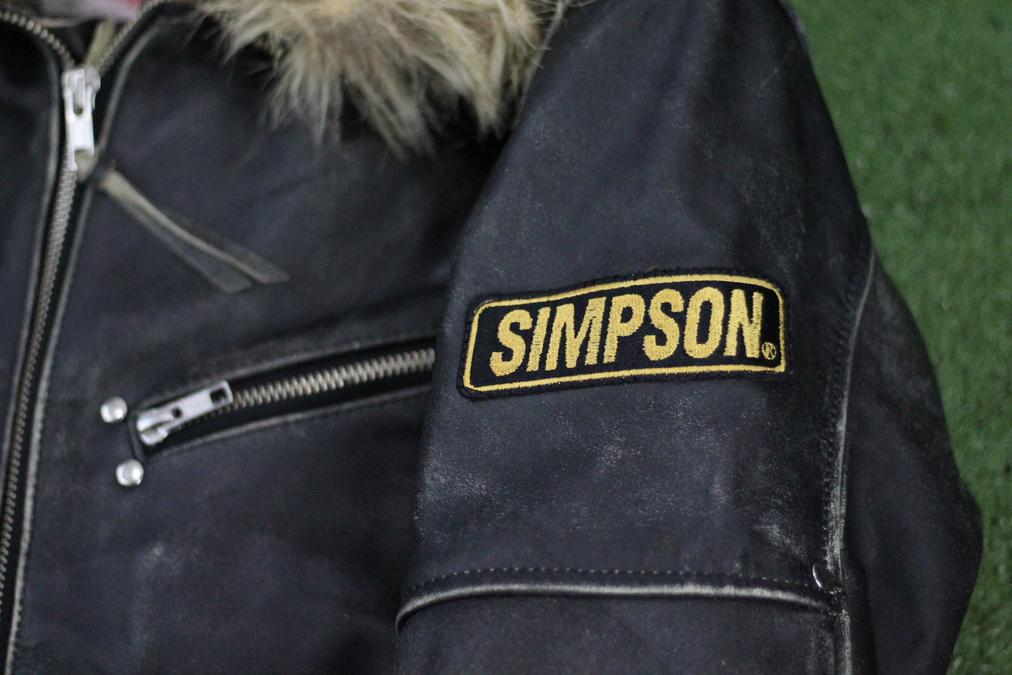 Vintage RARE! Vintage SIMPSON Leather Jacket Removable Fur Collar. Size US L / EU 52-54 / 3 - 13 Thumbnail