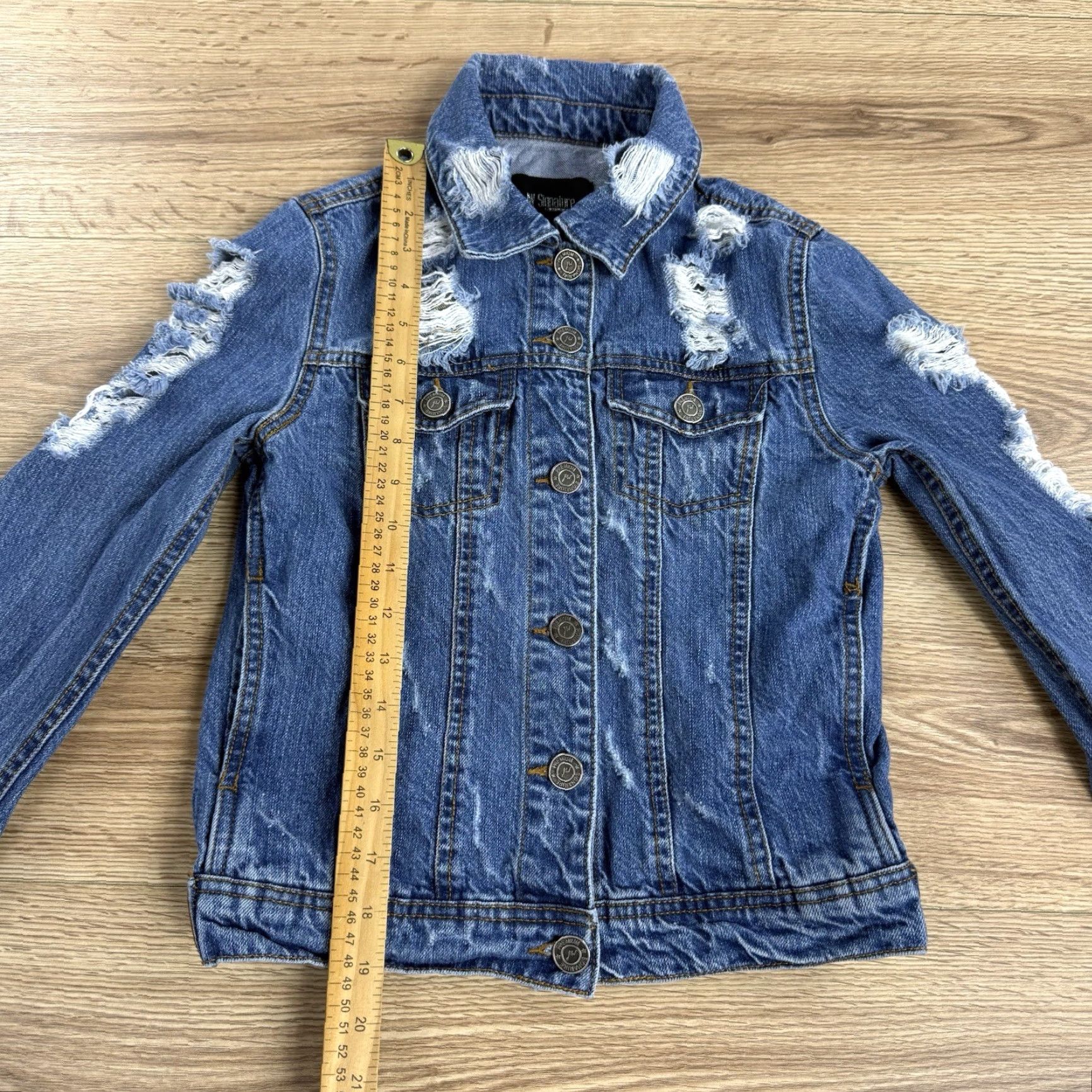 Vintage VINTAGE JW Signature Denim Jacket Womens Small Blue Cropped Distressed Cotton Denim Jacket S Womens Size 28" / US 6 / IT 42 - 4 Thumbnail