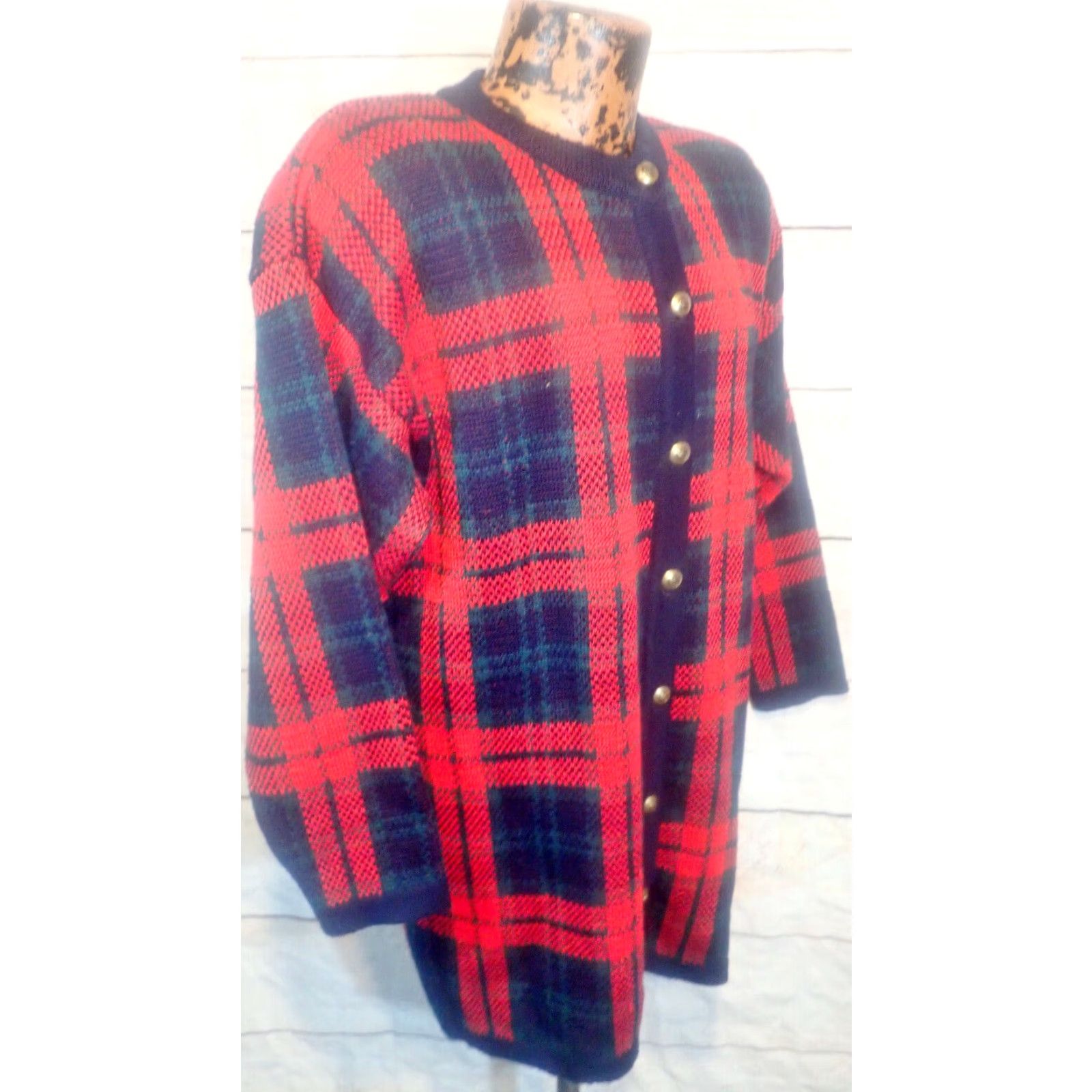 Vintage VINTAGE Island Craft Women's Plaid Cardigan Sweater Wool Acrylic Scotland 90s Casual Womens Medium Size M / US 6-8 / IT 42-44 - 2 Thumbnail