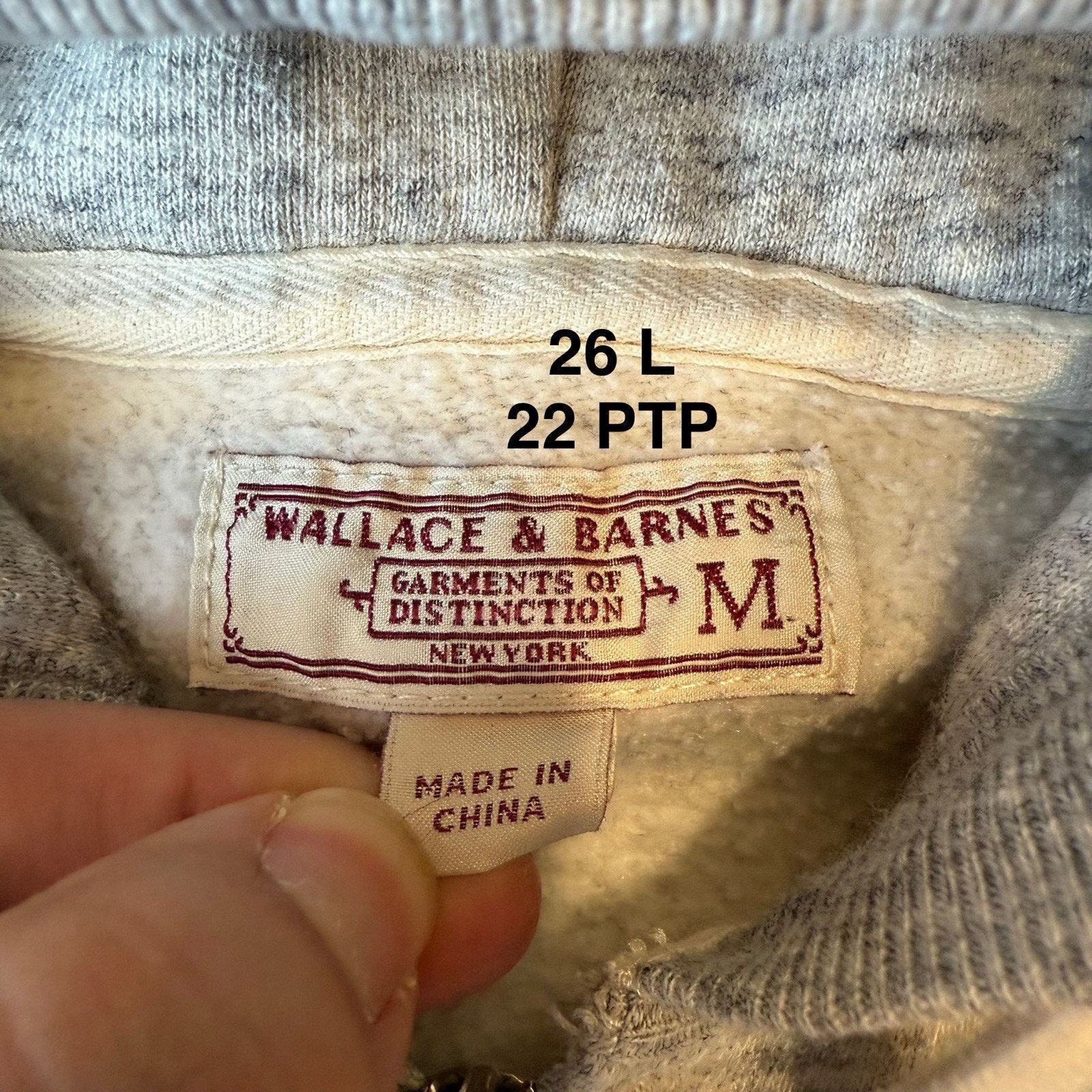 Wallace & Barnes Wallace & Barnes Hoodie Medium Gray 1/2 Zip Fleece Pullover Size US M / EU 48-50 / 2 - 8 Thumbnail